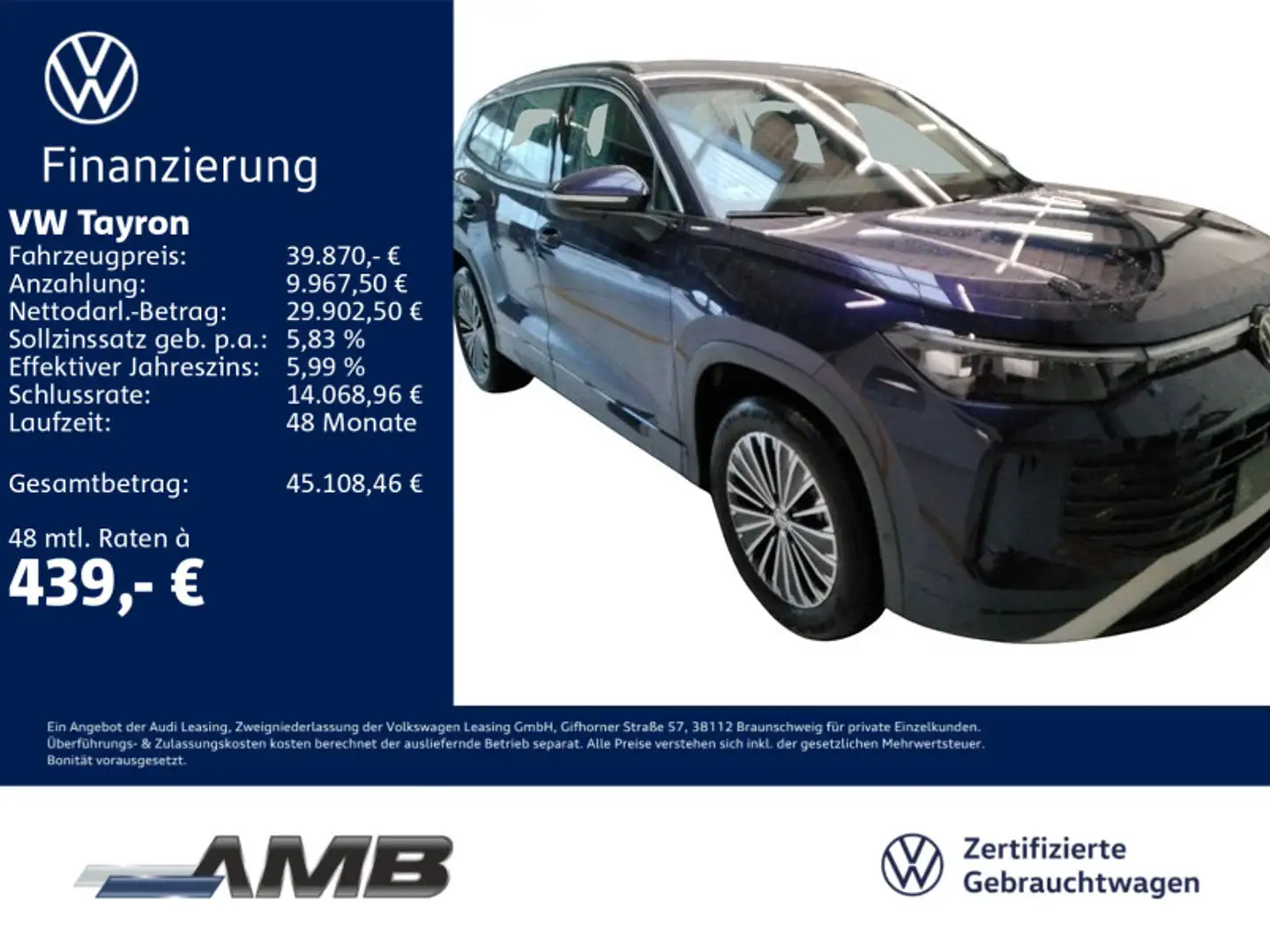 Volkswagen Tayron Life 1.5 eTSI AHK/LED+/Standhz/HuD/04.30G Violett - 1