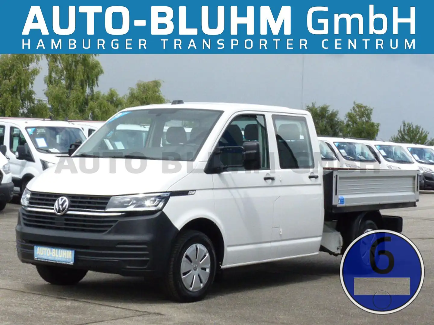 Volkswagen T6 Transporter T6.1 TDI-SCR Doka + Klima Standhzg. 6-Sitze LED Blanc - 1