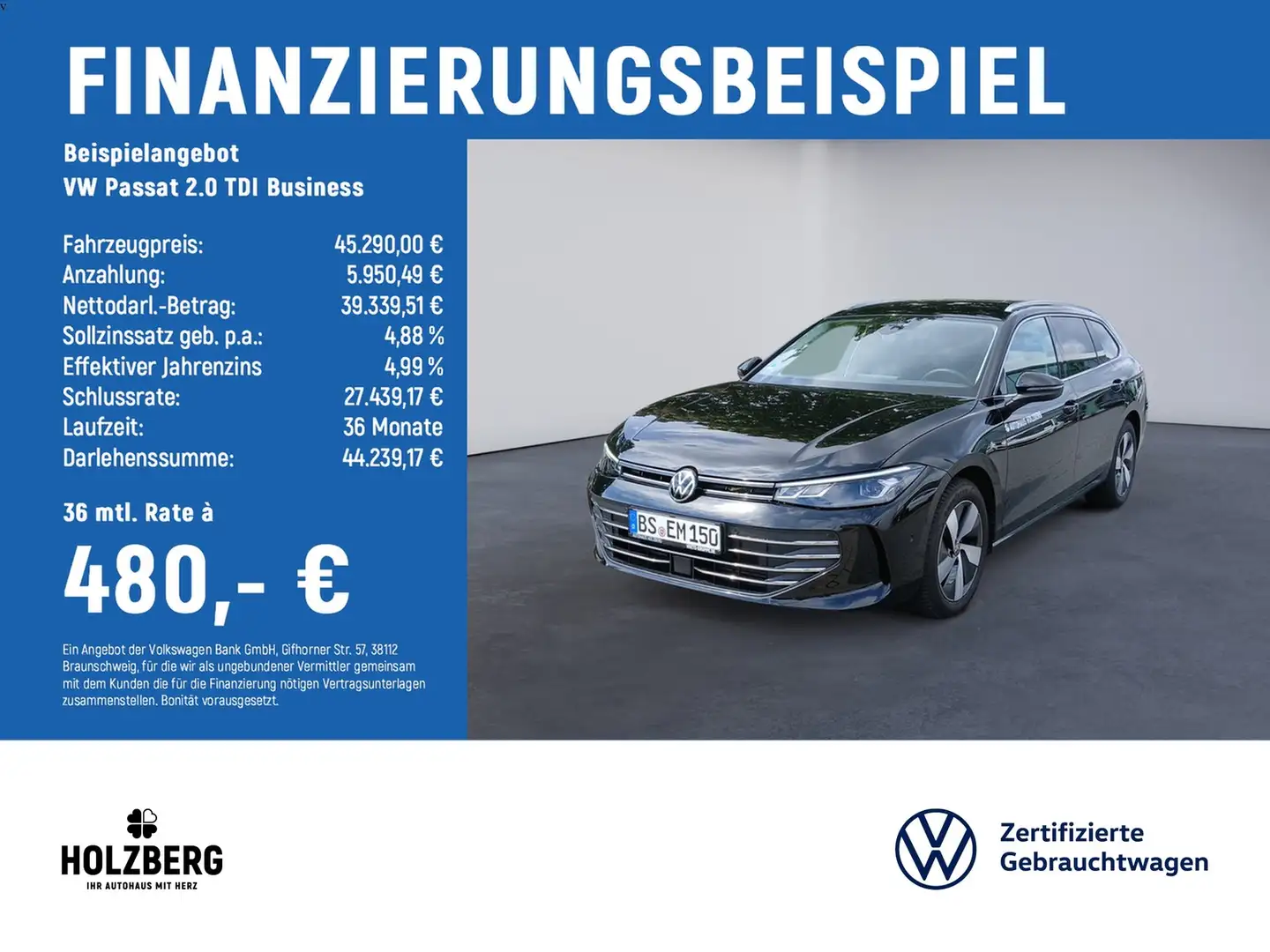 Volkswagen Passat 2.0 TDI Business NAVI+RFK+ACC Schwarz - 2