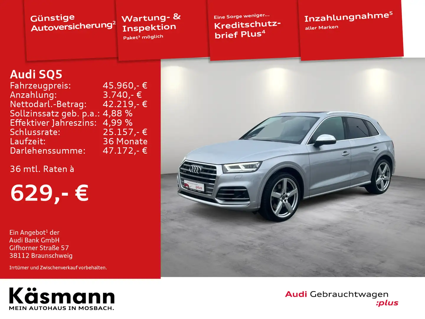 Audi SQ5 TDI quattro MATRIX AHK KAM PANO STDHZ B&O Ezüst - 1