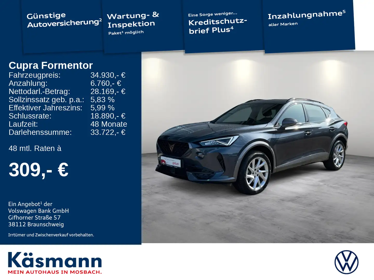 CUPRA Formentor 2.0TDI 4Drive AHK NAVI KAM Grau - 1