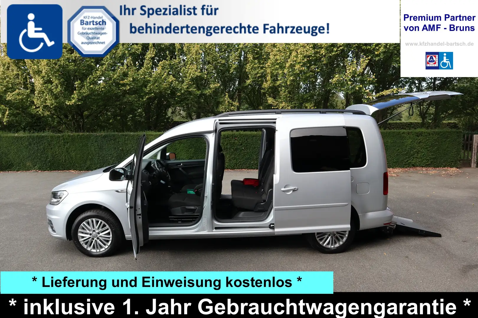 Volkswagen Caddy Maxi Comfortl 2,0TDI DSG*rollstuhlgerecht*Garantie Silber - 1