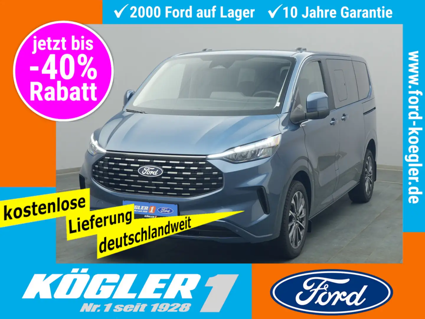 Ford Tourneo Custom 320 L1 Titanium 150PS/Navi Blau - 1