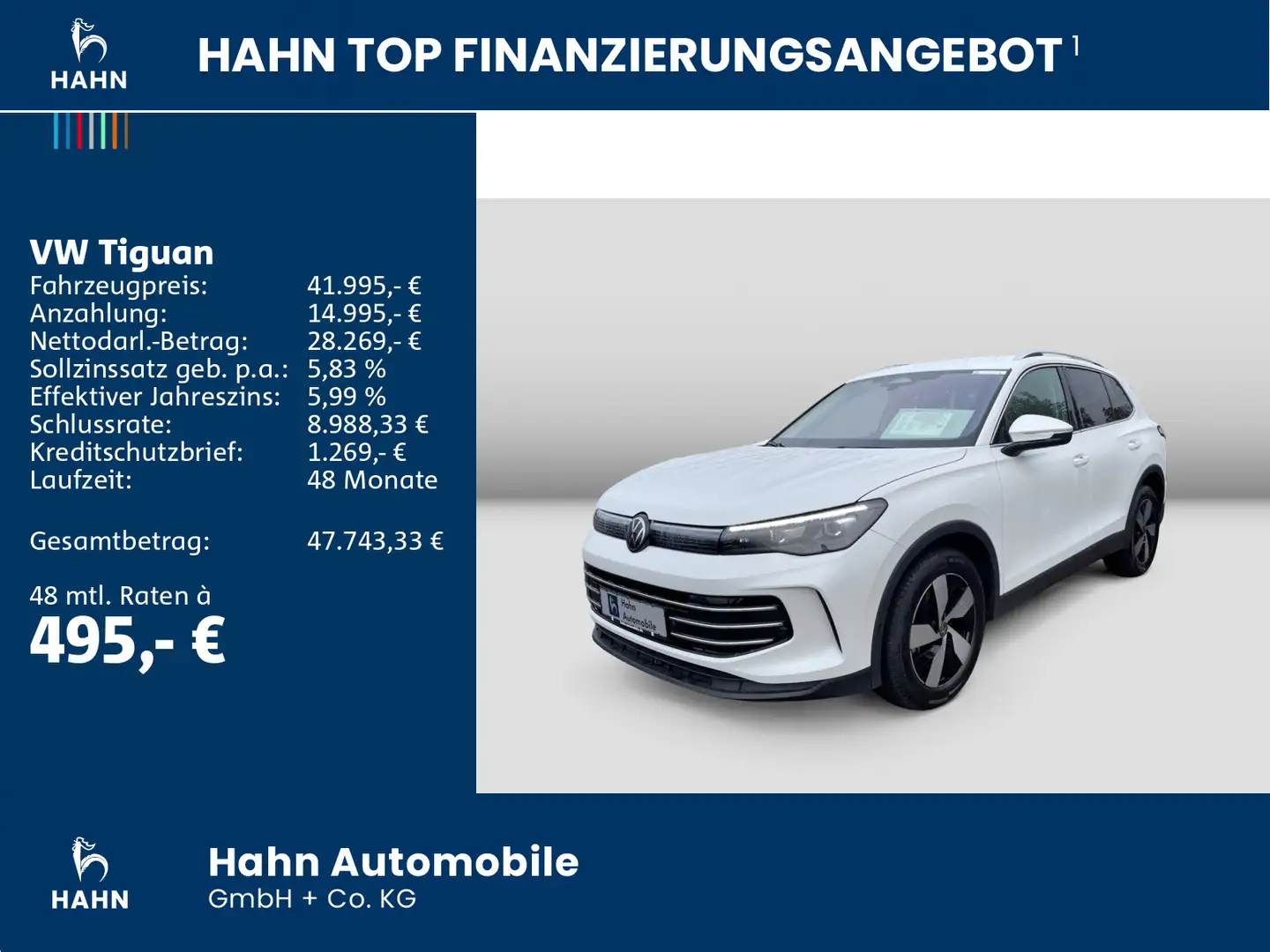 Volkswagen Tiguan 2.0TDI Elegance Standhzg AHK HuD LED+ ACC Weiß - 2