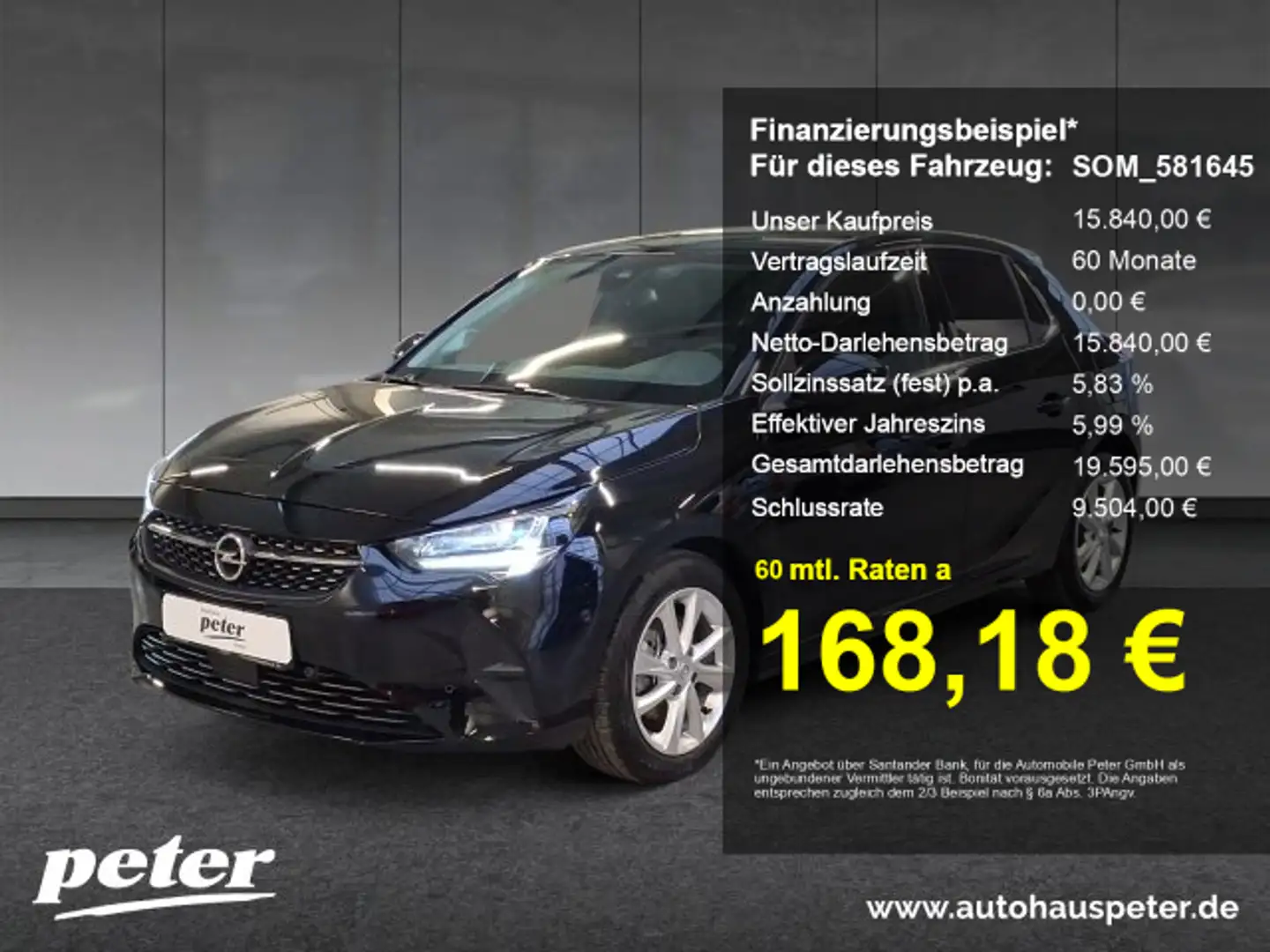 Opel Corsa Corsa F 1.2 Turbo Elegance Klimaautomatik Sitzheizung 100PS Schwarz - 1