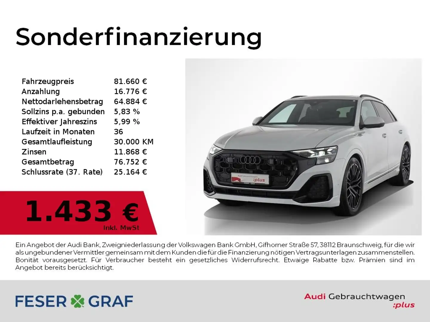 Audi Q8 50 TDI quattro S tronic S line Matrix AHK PANO B&O Weiß - 1