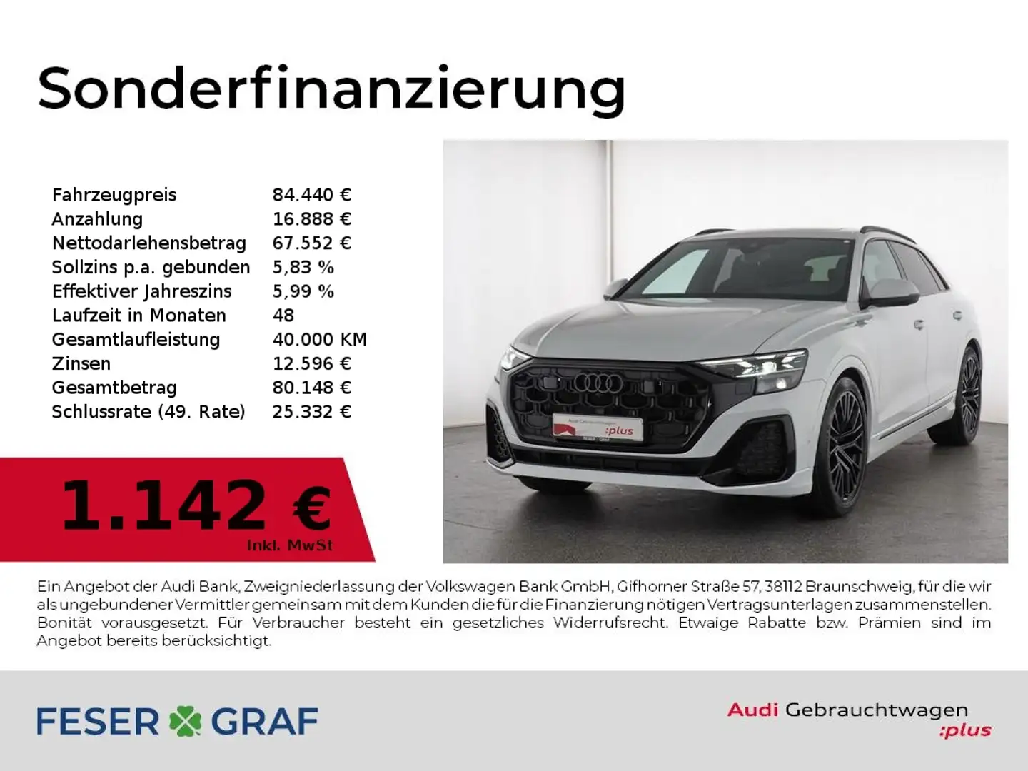 Audi Q8 3.0 TDI quattro S tronic Matrix AHK PANO B&O Weiß - 1