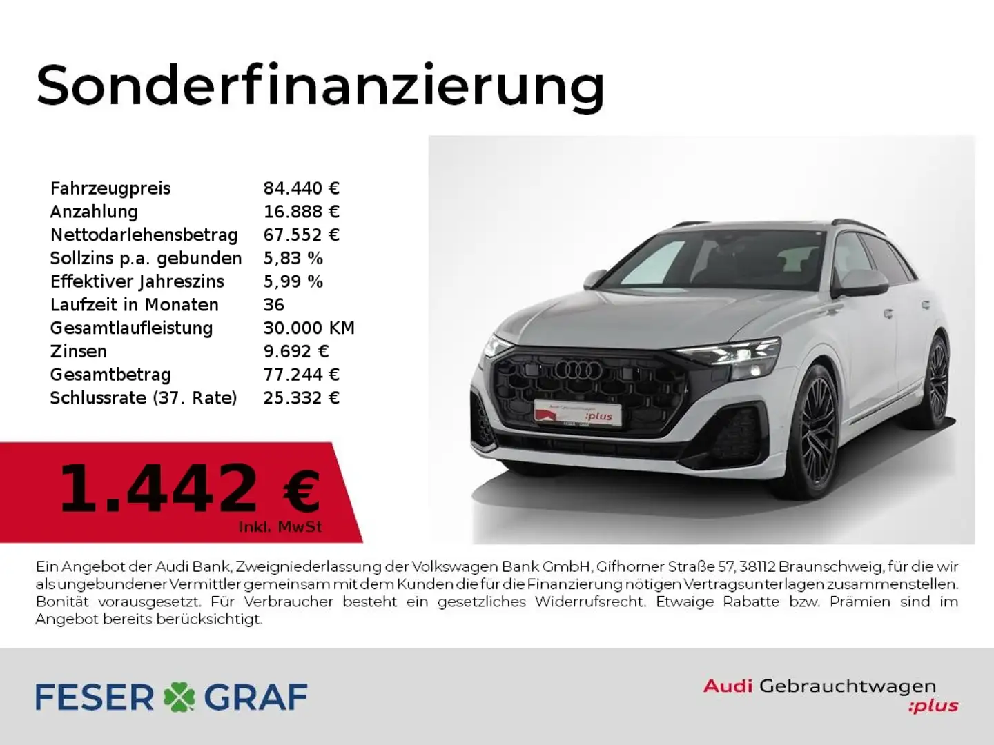 Audi Q8 50 TDI quattro S tronic Matrix AHK PANO B&O Weiß - 1