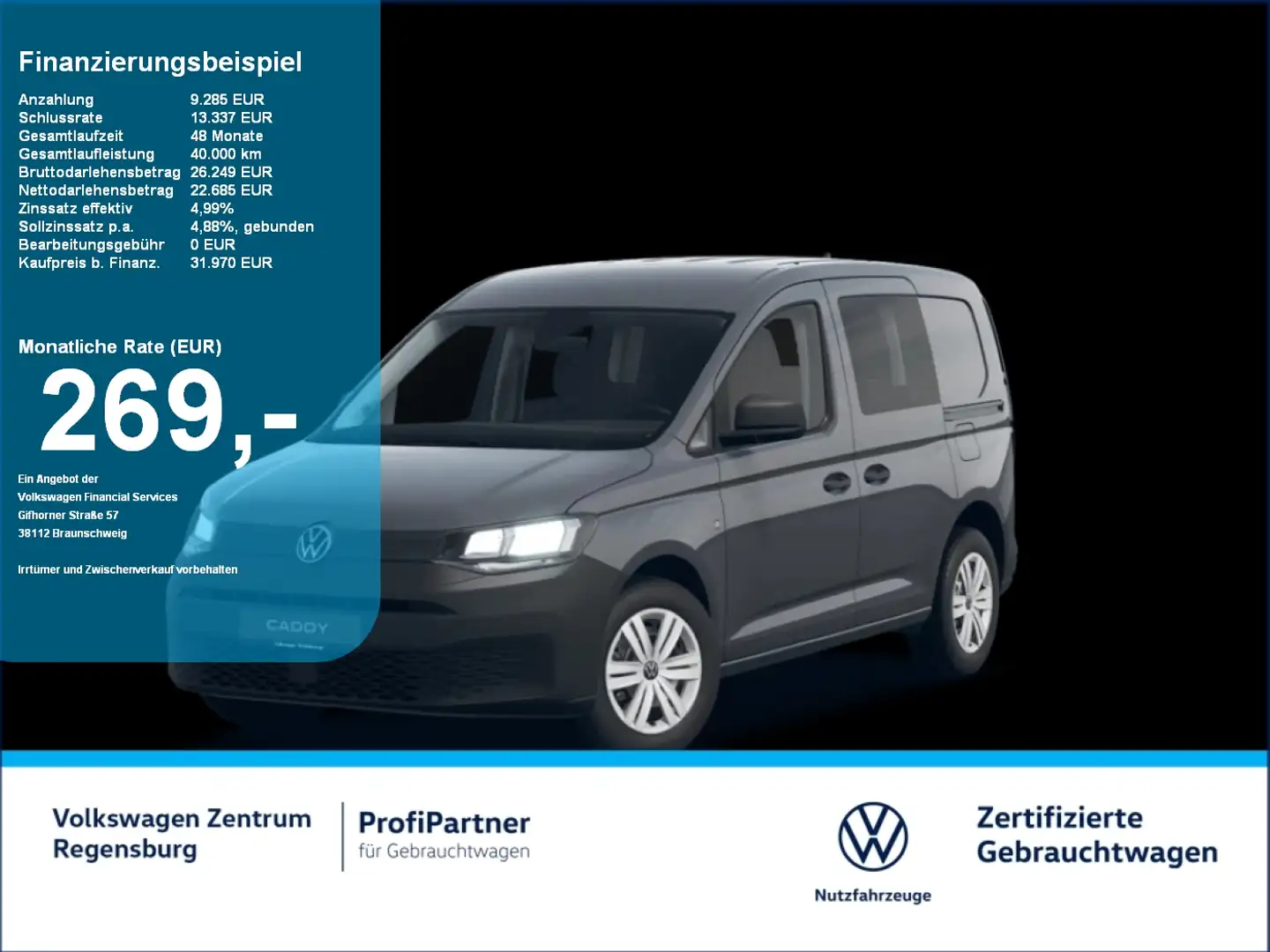 Volkswagen Caddy Life 1.5 TSI AHK ACC SHZ PDC KlimaA Grau - 1