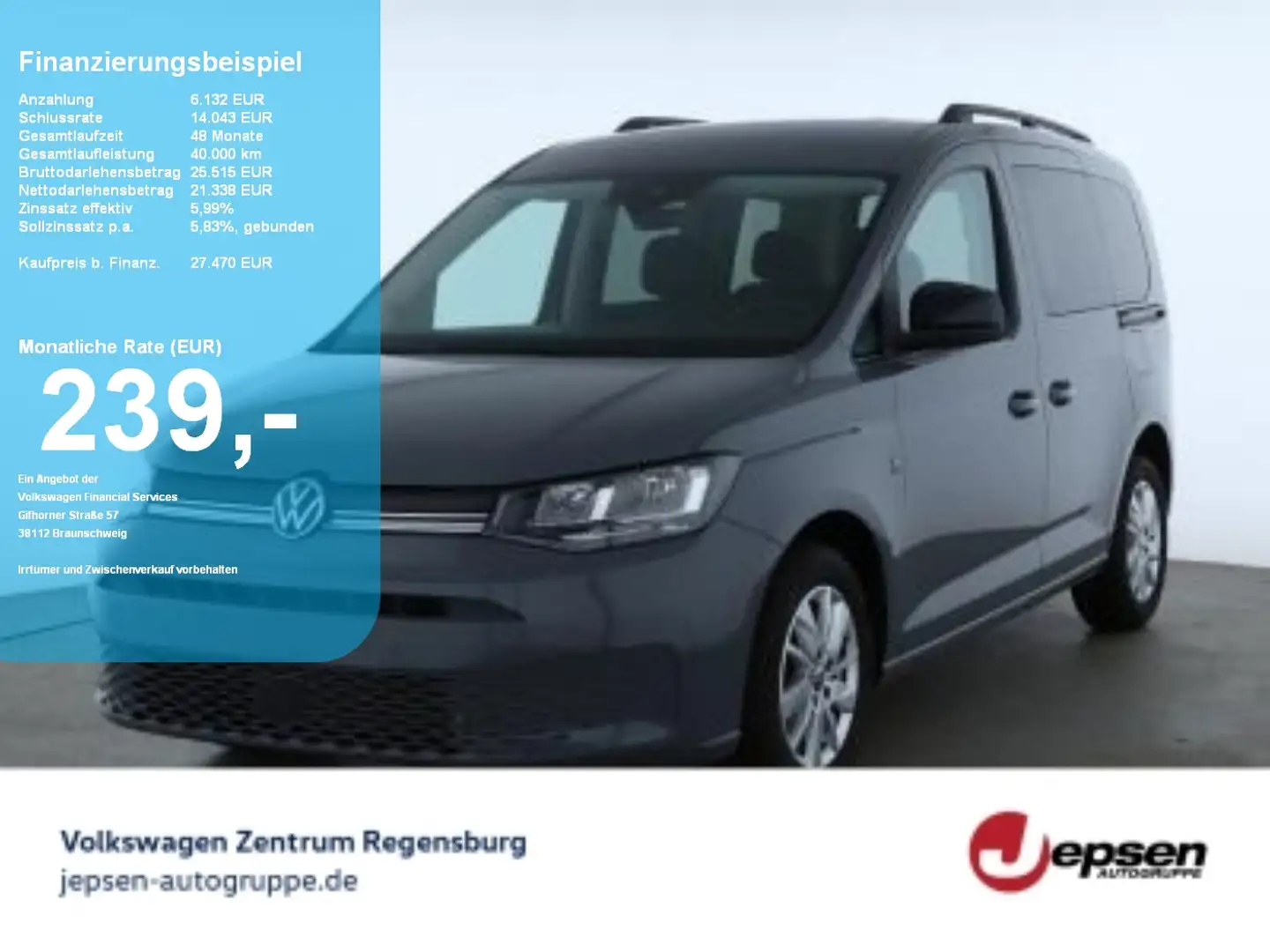Volkswagen Caddy Life 1.5 TSI AHK ACC SHZ PDC KlimaA Grau - 1