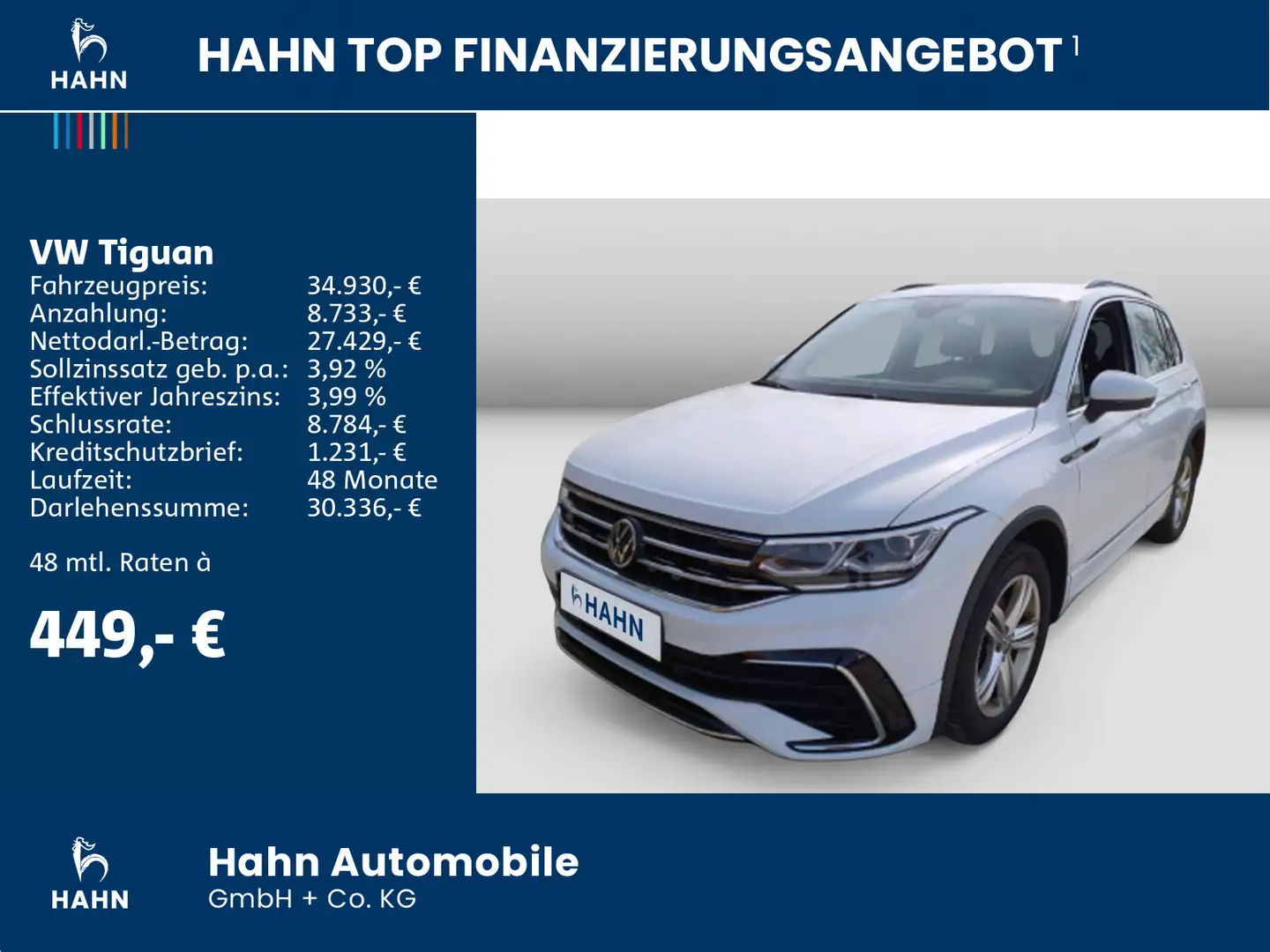 Volkswagen Tiguan R-Line 2.0TDI 4Mo DSG AHK CAM MATRIX NAVI Weiß - 2