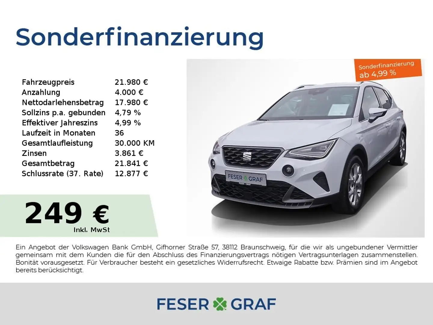 SEAT Arona FR 1.0 TSI DSG LED NAVI SHZ KAMERA ACC Weiß - 1