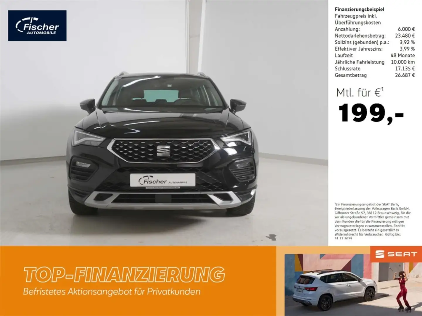 SEAT Ateca 1.5 TSI DSG Xperience AHK/NAV/VIRTUAL/ACC Schwarz - 1