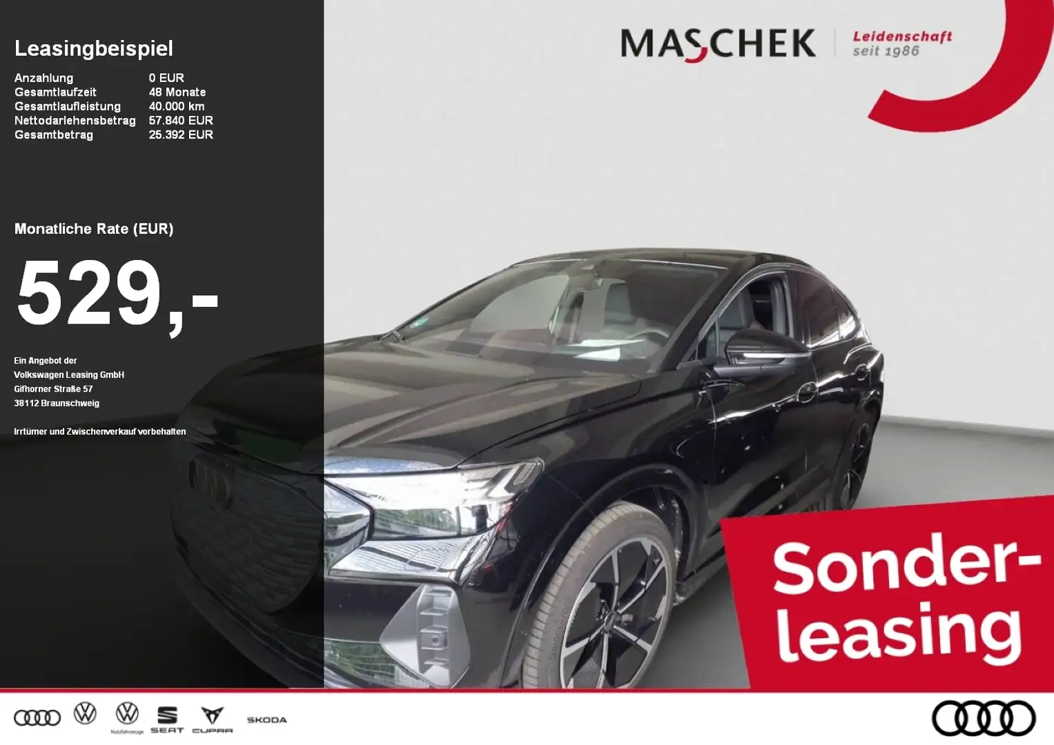 Audi Q4 e-tron Q4 Sportback e-tron 55 Sonderleasing! Pano AHK SON Černá - 1