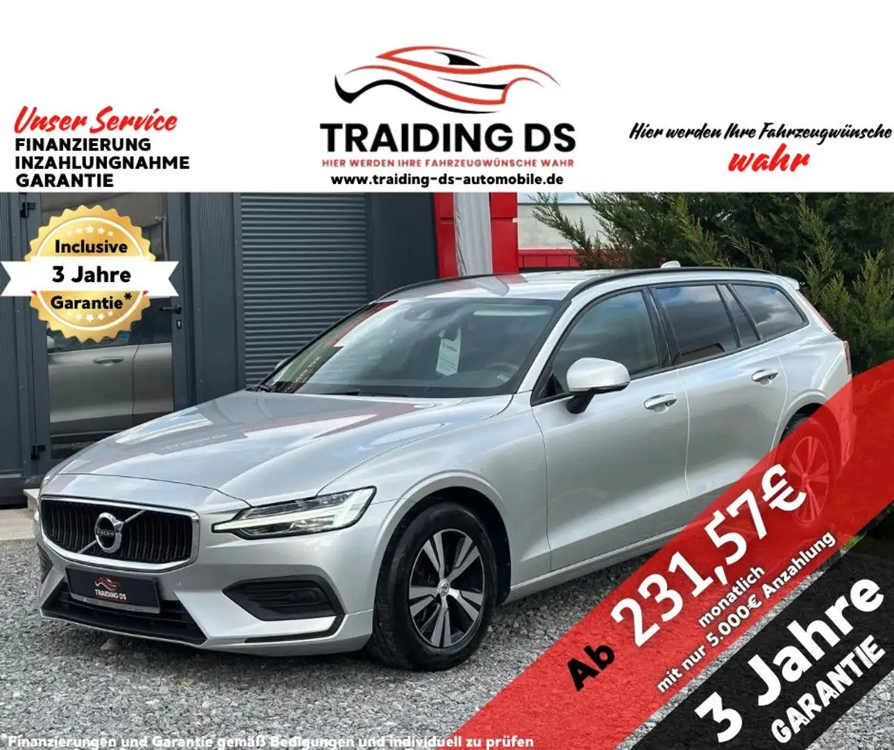 Volvo V60 D3 / 1. HAND / 19% MWST / LED / GARANTIE Silber - 1