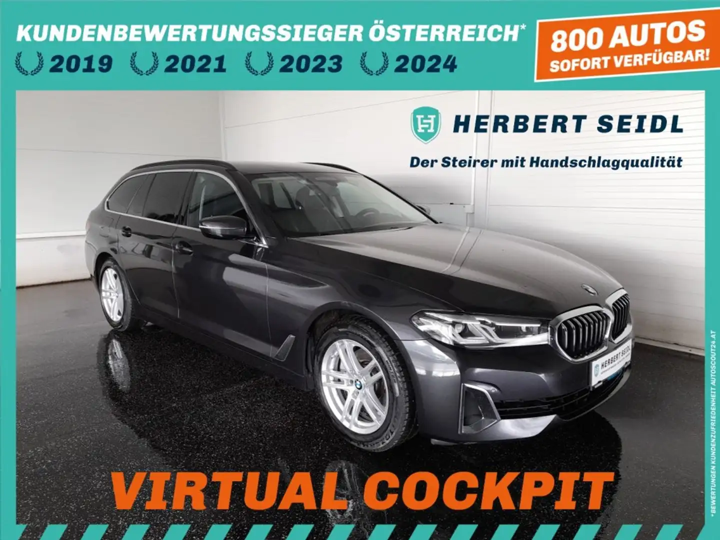 BMW 520 d Touring LUXURY LINE 4x4 Aut *VOLL LED / NAVI / HEAD-UP / LUFTFEDERUNG / EDELHOLZ / 2-ZONEN-KLIMA* Grau - 1