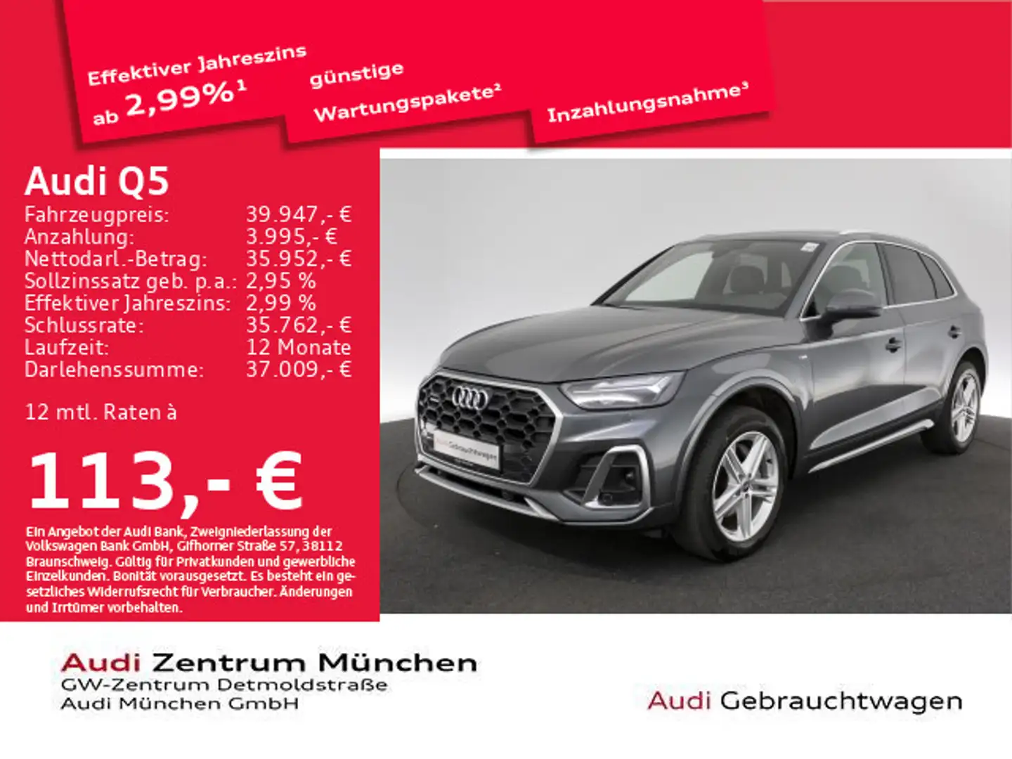 Audi Q5 40 TDI qu. S tronic S line AHK/Virtual+/Kamer Grau - 1
