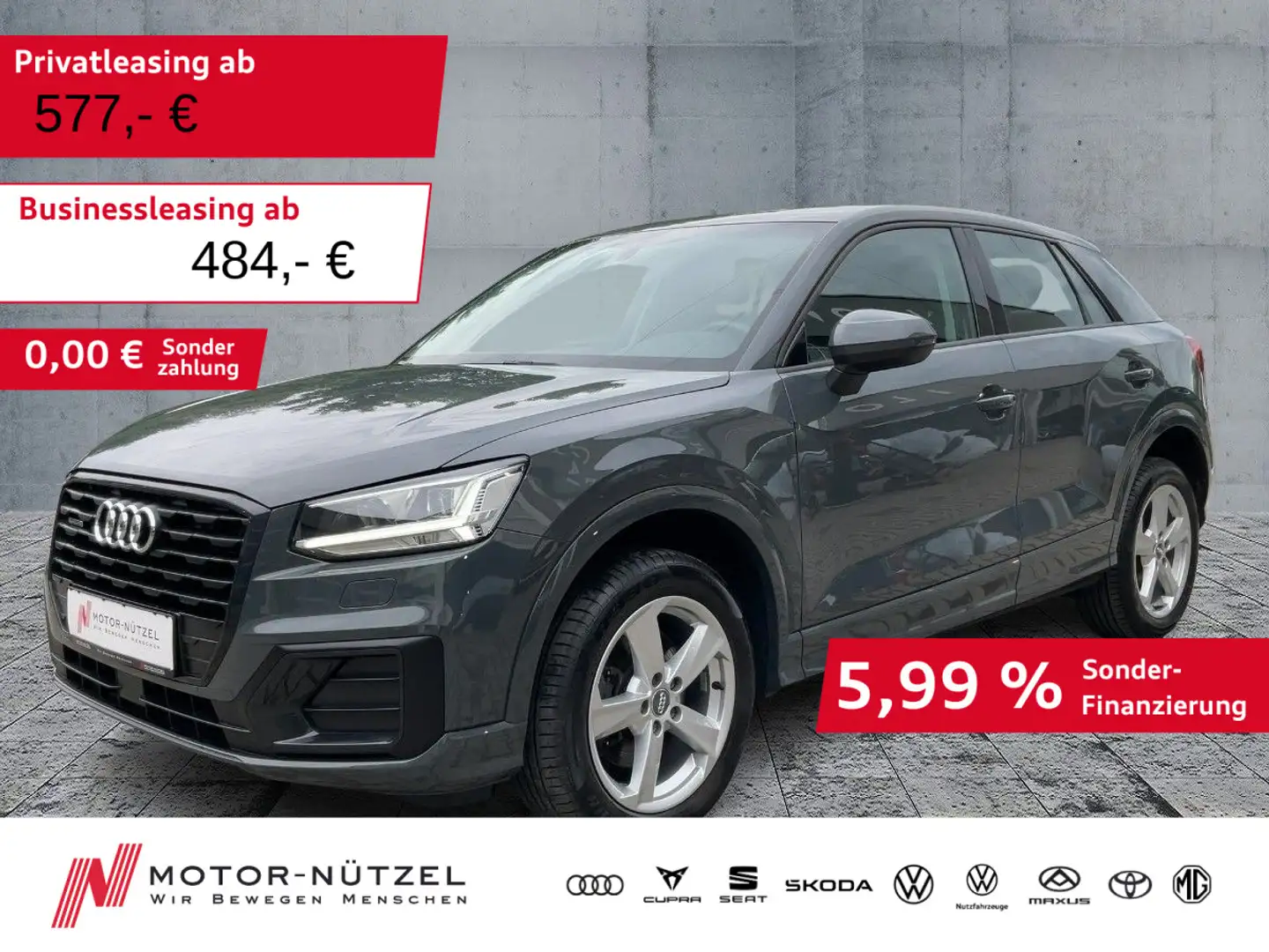 Audi Q2 40 TFSI QU S-TR SPORT LED+NAV+DAB+GRA+PDC+SHZ Grijs - 1