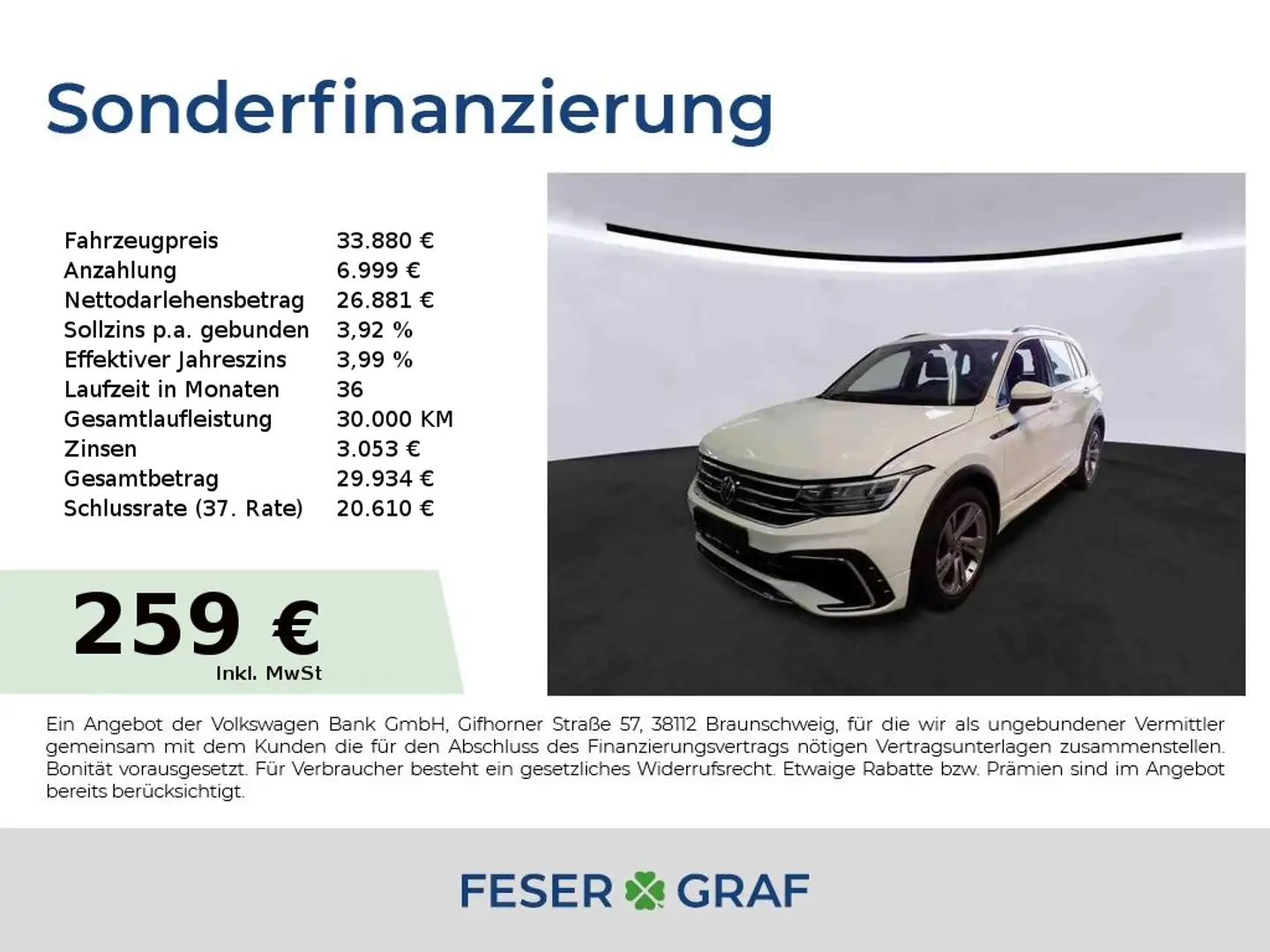 Volkswagen Tiguan R-Line 1.5TSI 110kW DSG LED ACC APP Weiß - 1
