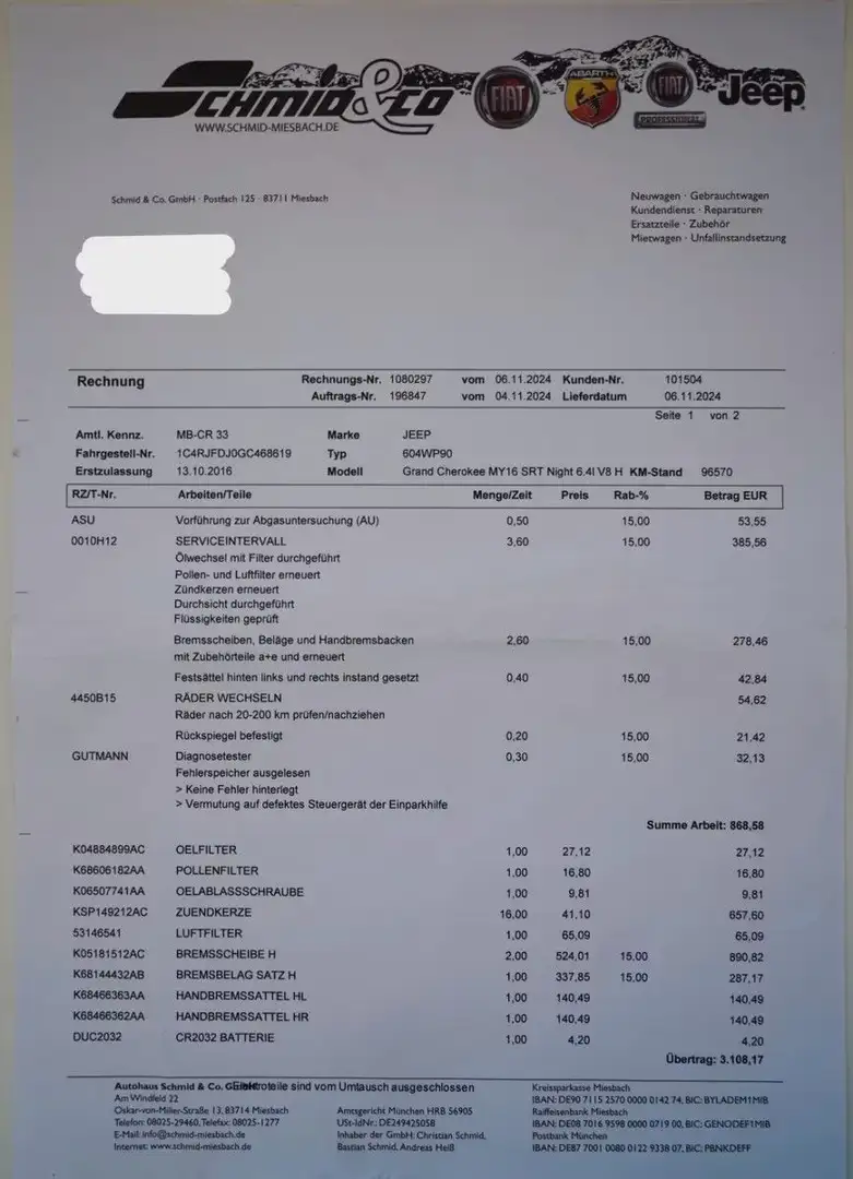 Jeep Grand Cherokee 6.4 V8 HEMI SRT*1Hand*AHK* Schwarz - 2