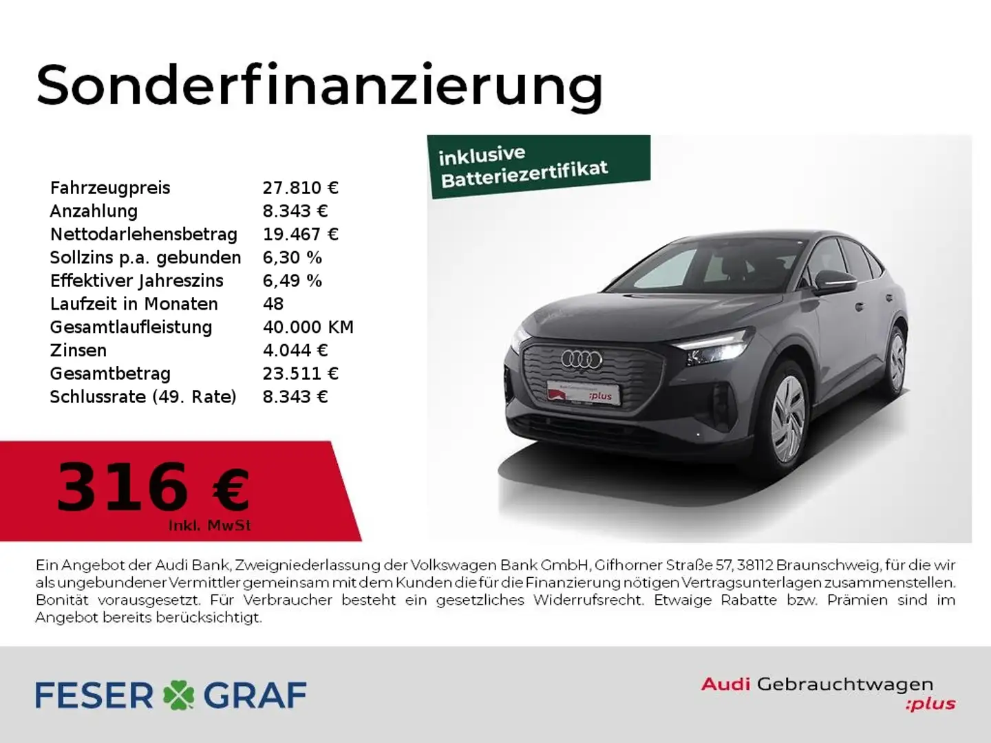 Audi Q4 e-tron Sportback 40 e-tron Navi,LED,PDC Gris - 1
