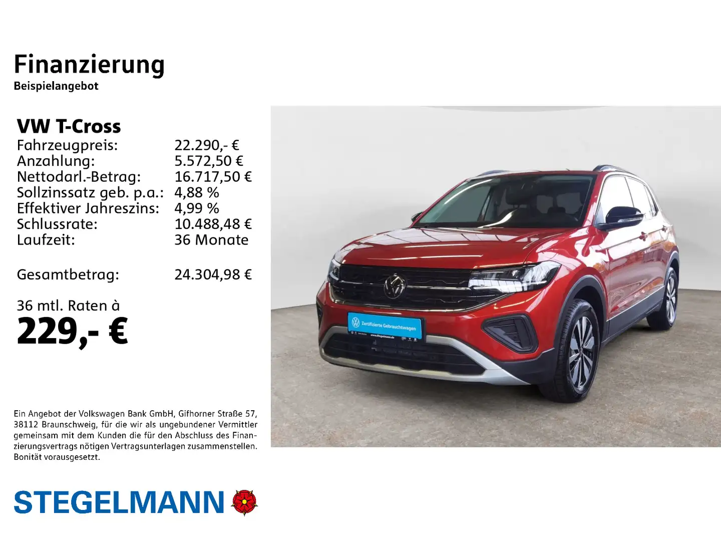 Volkswagen T-Cross 1.0 TSI Goal *AHK*LED*App-Connect*+3J. G Rot - 2