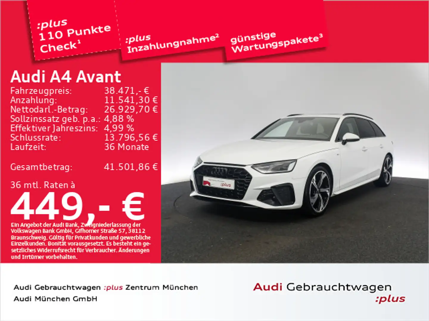 Audi A4 35 TFSI S tronic S line Pano/AHK Weiß - 1