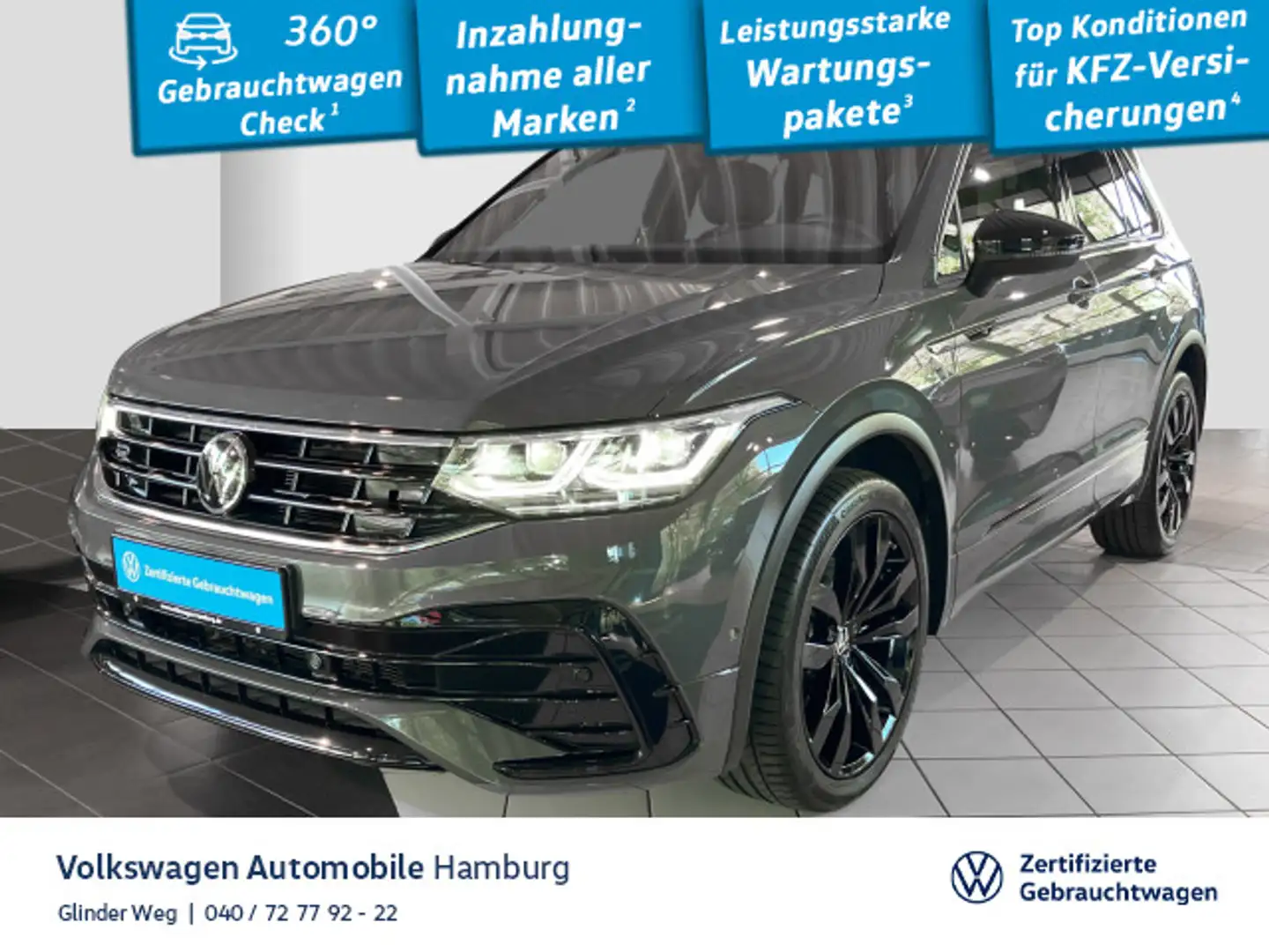 Volkswagen Tiguan 2.0 TSI R-Line DSG 4M AHK Kamera LED Grau - 1