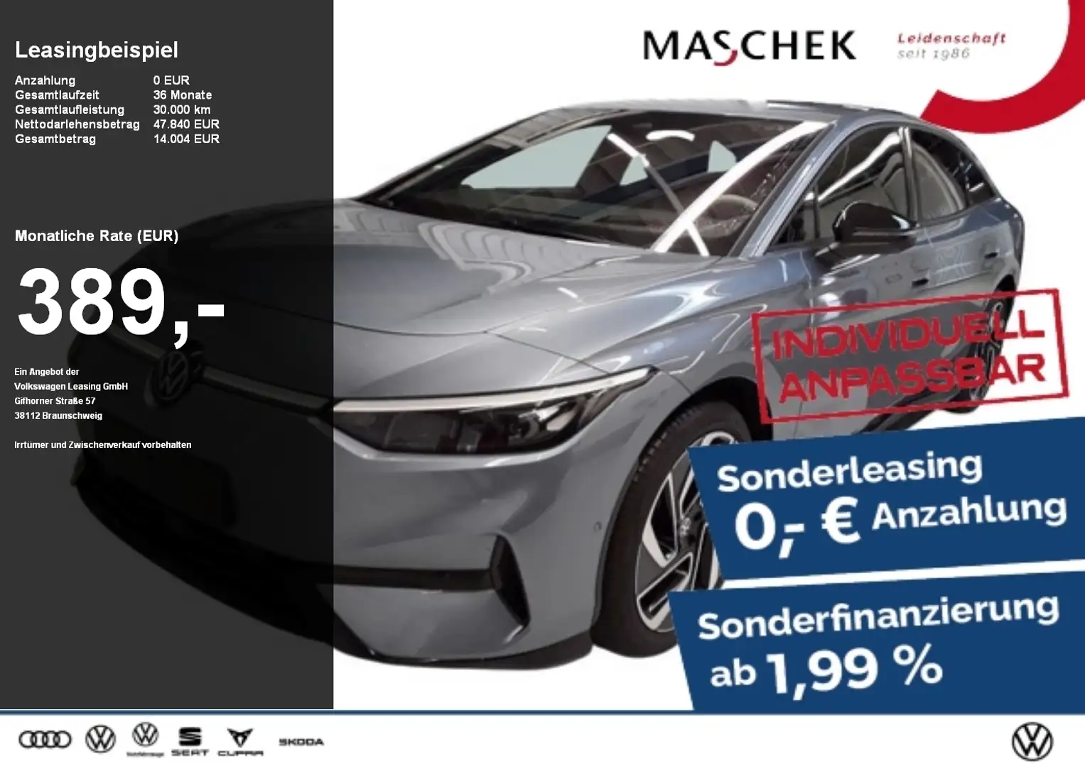 Volkswagen ID.7 Pro S Sonderleasing! AHK Navi IQLight Anschlussg Blau - 1