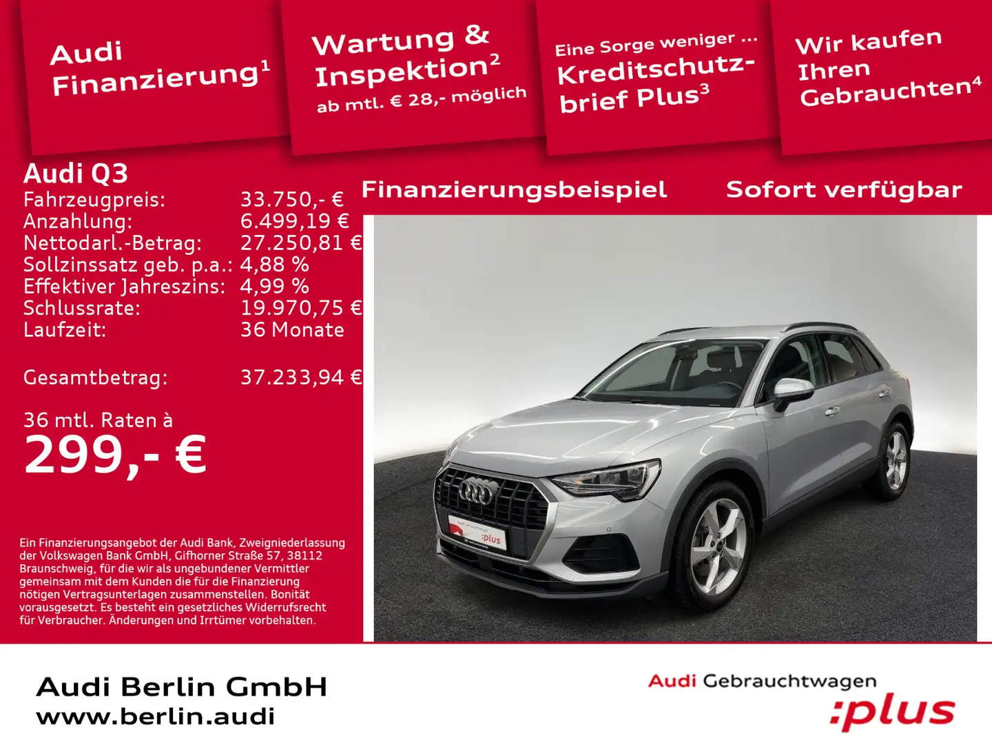 Audi Q3 40 TFSI qu.S tr. LED AHK NAVI VIRTUAL Silber - 1