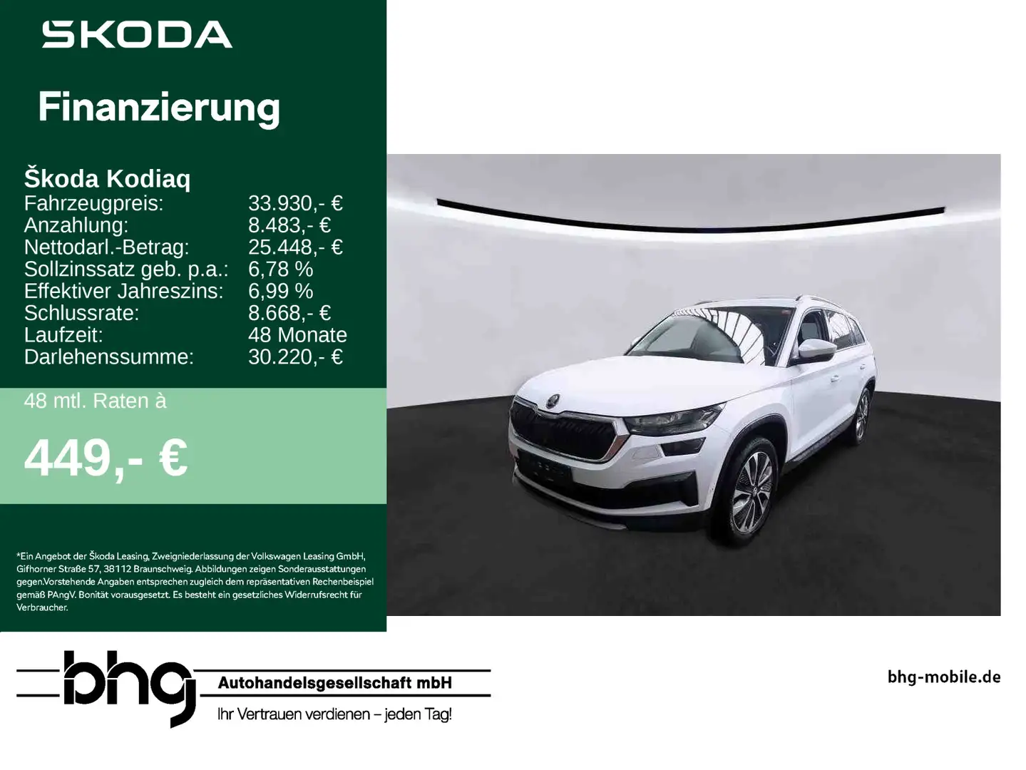 Skoda Kodiaq 2.0 TDI DSG Tour Weiß - 1