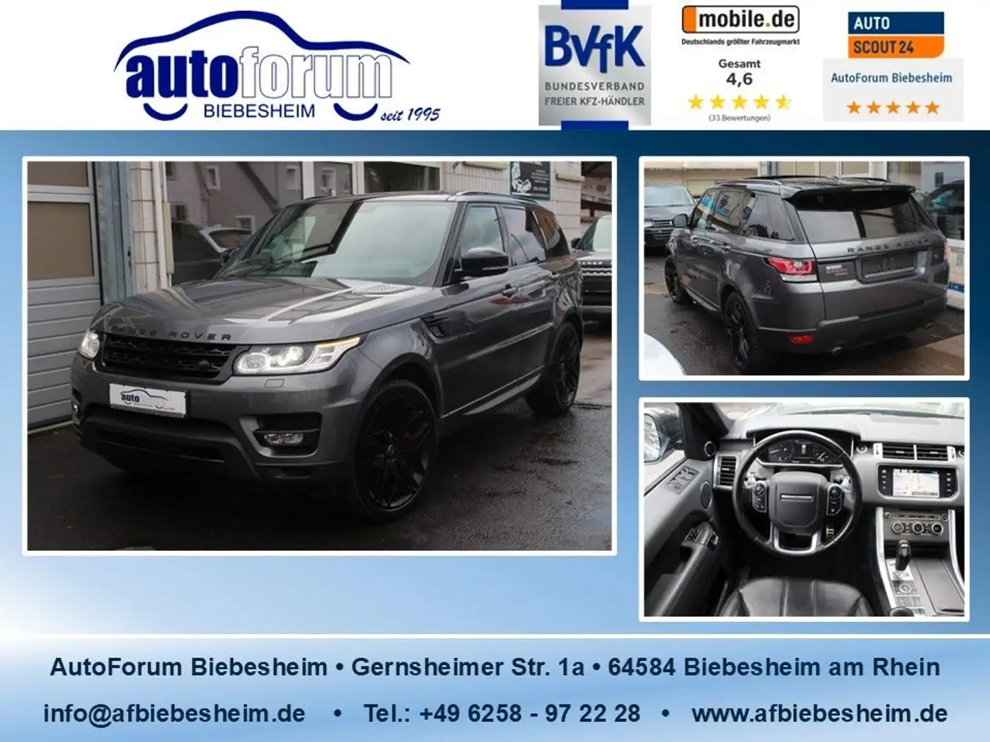 Land Rover Range Rover Sport 4.4 SDI Standh*Pano*Xenon*2.Hd Grau - 1