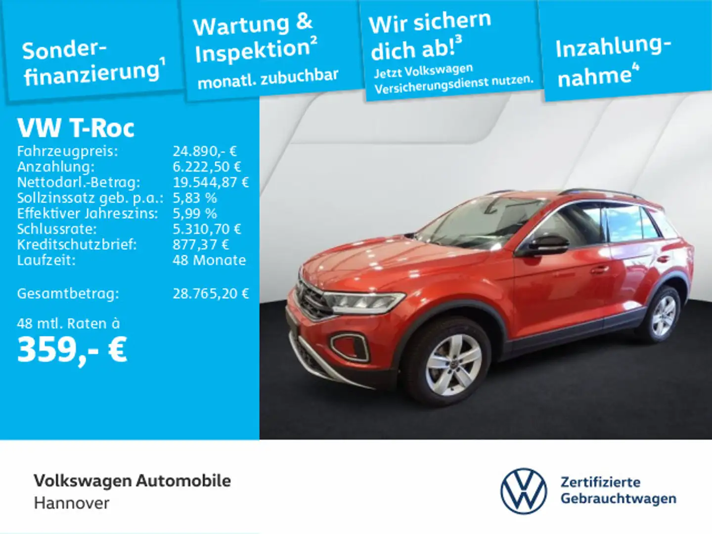 Volkswagen T-Roc 2.0 TDI Life Goal Navi LED Kamera DigCockp Rot - 1