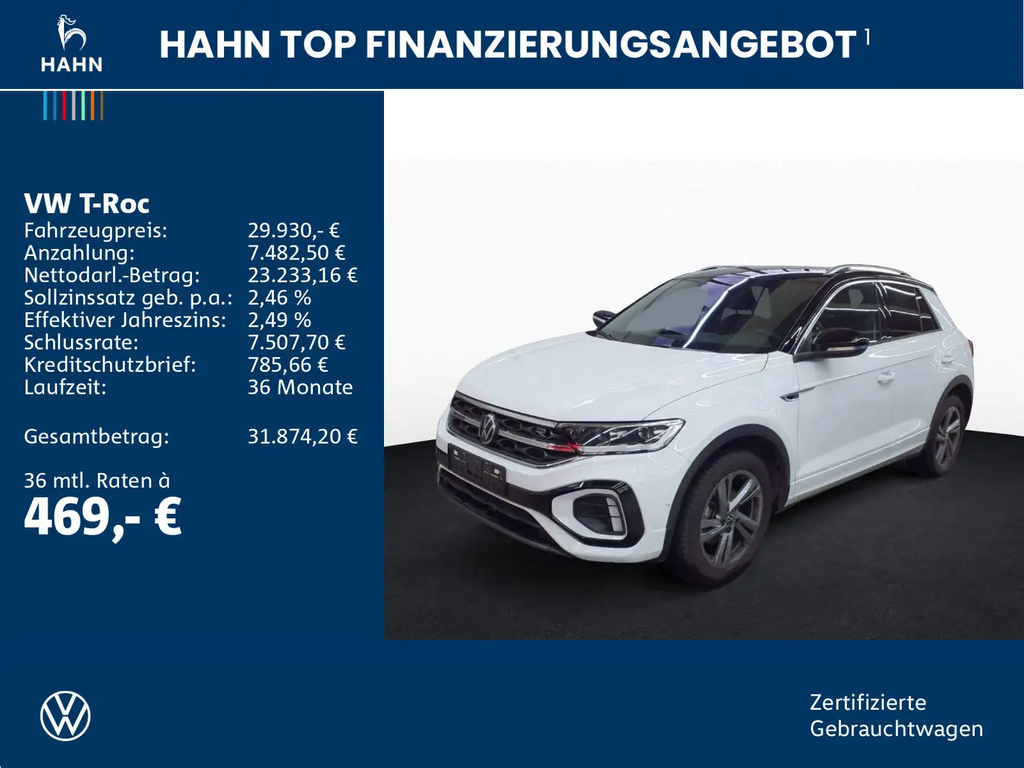 Volkswagen T-Roc 1.5TSI DSG R-Line ACC AHK Cam LED+ Navi Weiß - 2