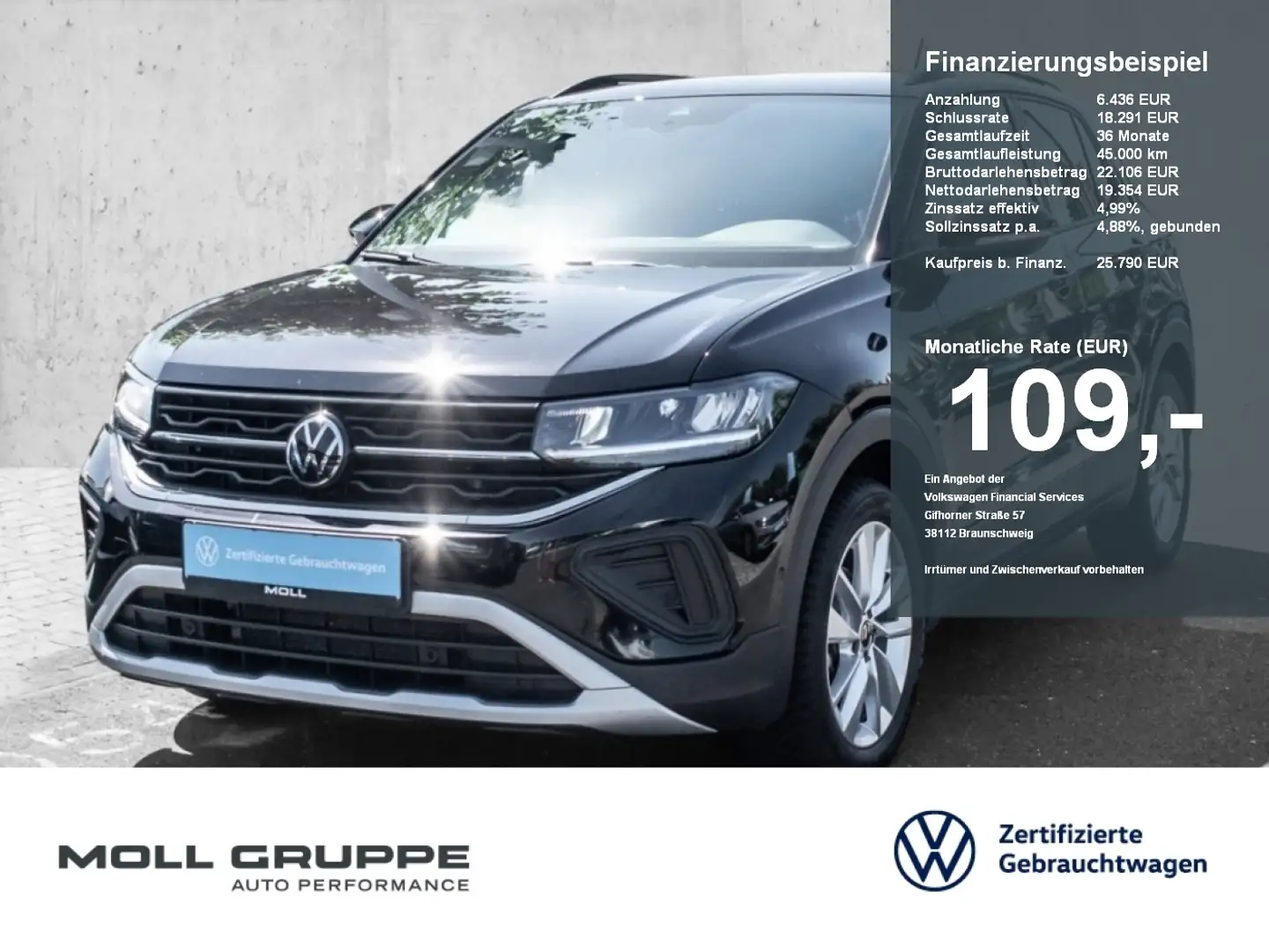 Volkswagen T-Cross 1.5 TSI DSG Life MATRIX 2xKLIMA ACC AUT Negru - 1