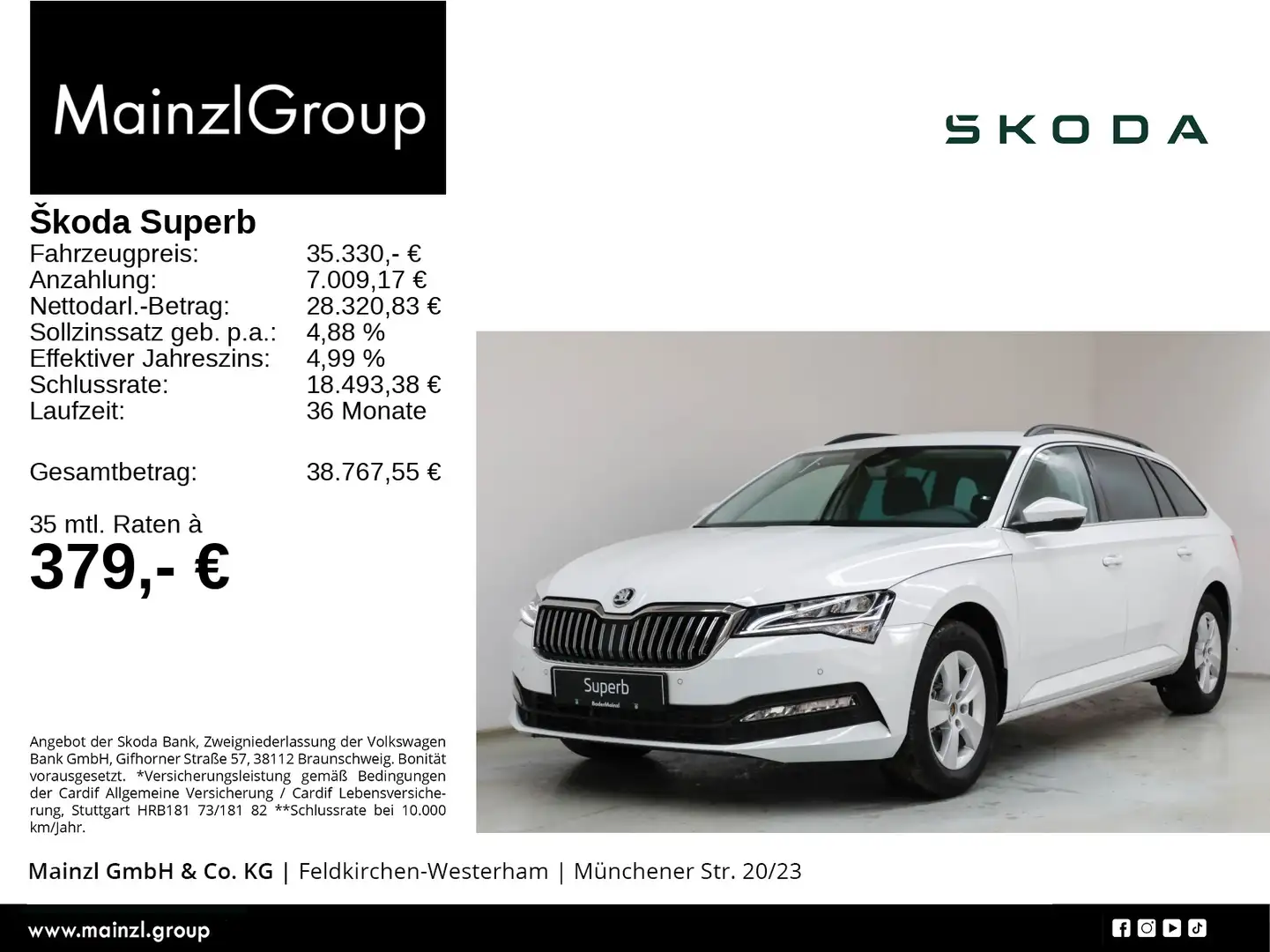 Skoda Superb Combi 1.5 TSI DSG Kam AHK ACC SHZ Virtual Weiß - 1