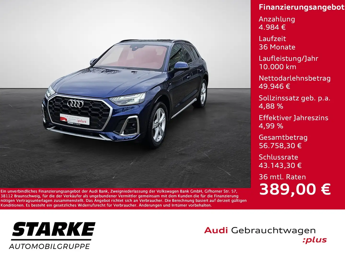 Audi Q5 40 TDI S tronic quattro S line NaviPlus Matrix ... Blau - 1