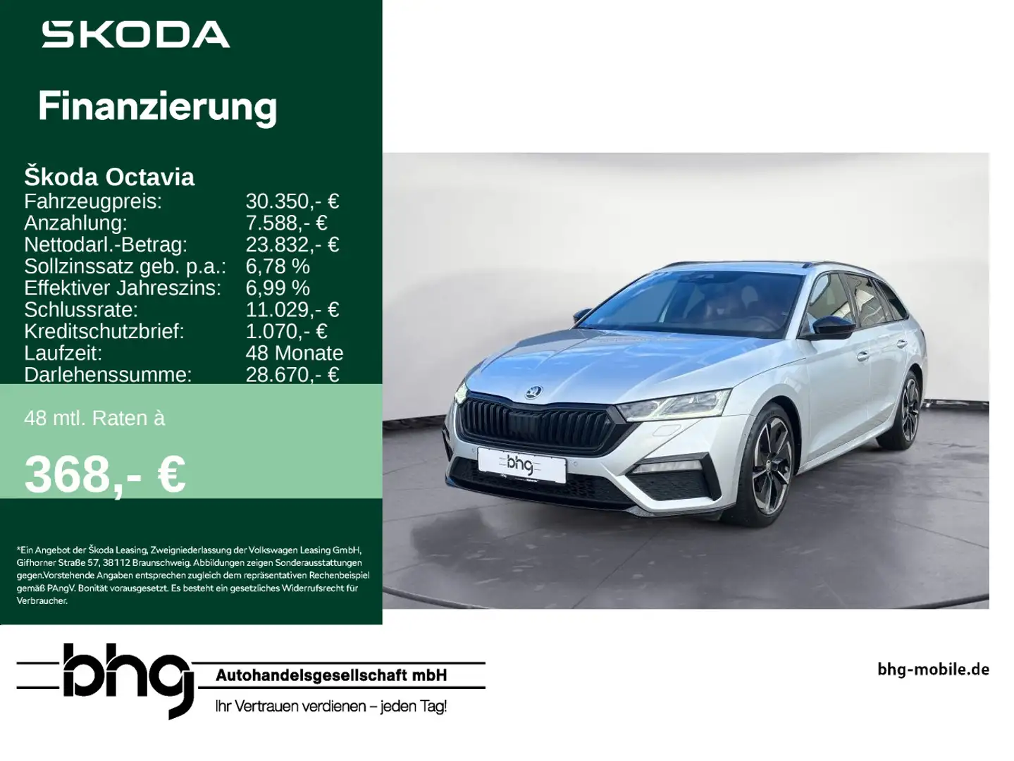 Skoda Octavia Combi 2.0 TDI DSG RS 4x4 Silber - 1