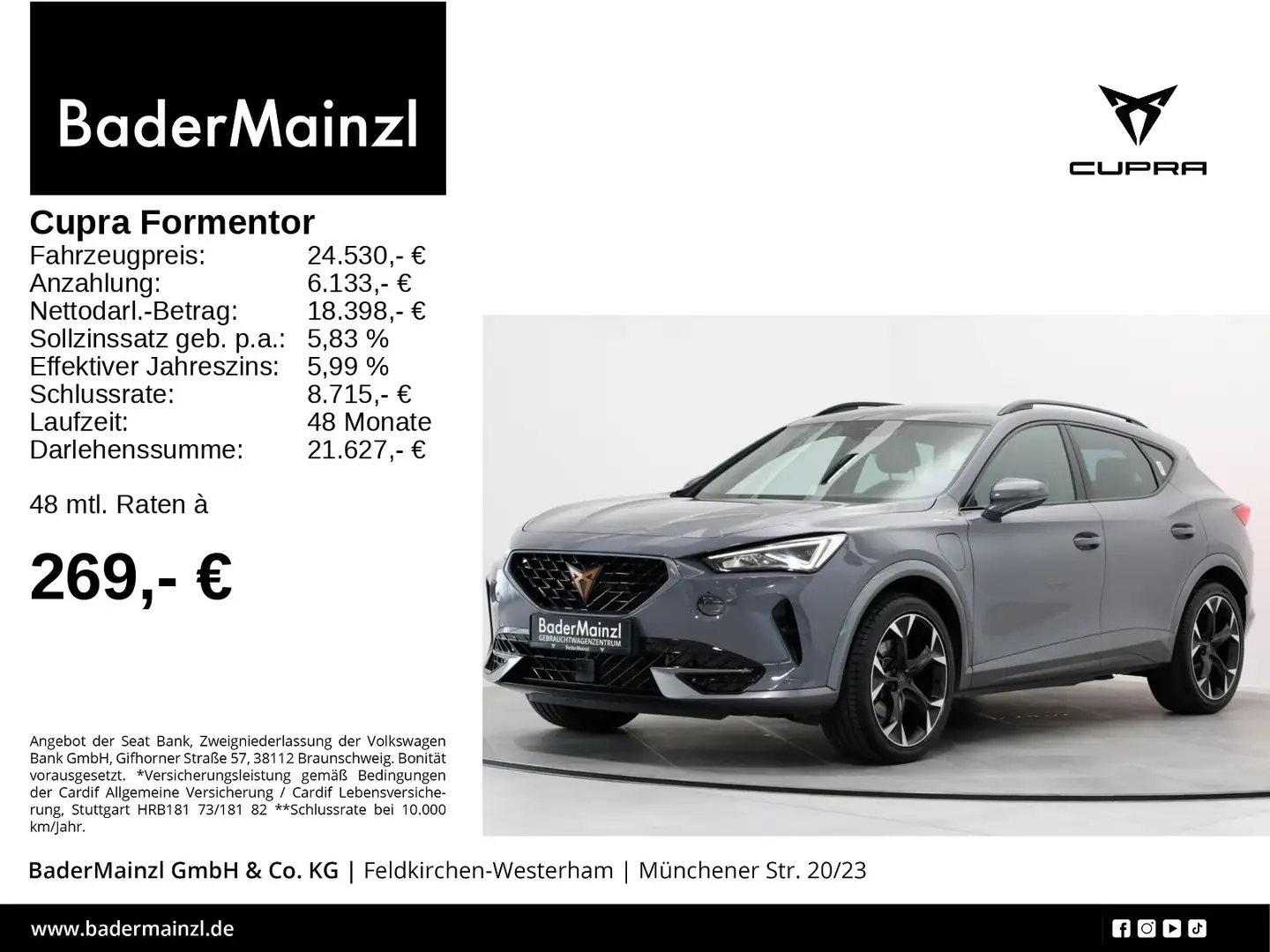 CUPRA Formentor 1.4 e-Hybrid DSG Navi ACC LED Virtual Grau - 1