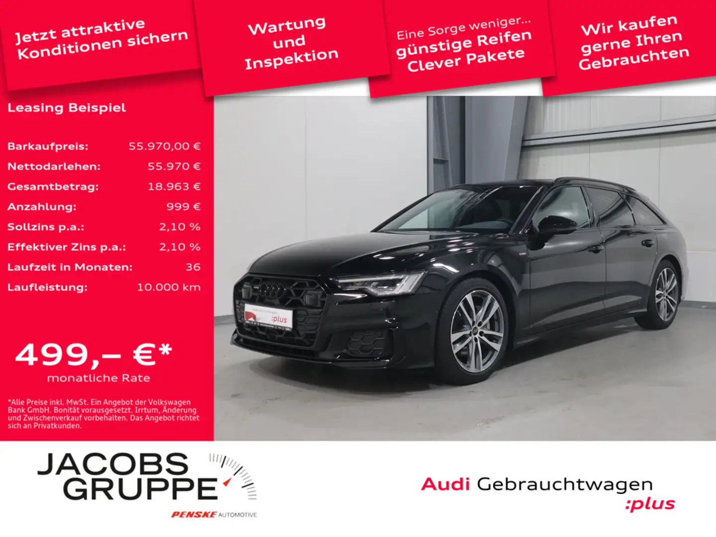 Audi A6 Avant 45 TDI quattro S line Pano*Matrix*AHK * Schwarz - 1