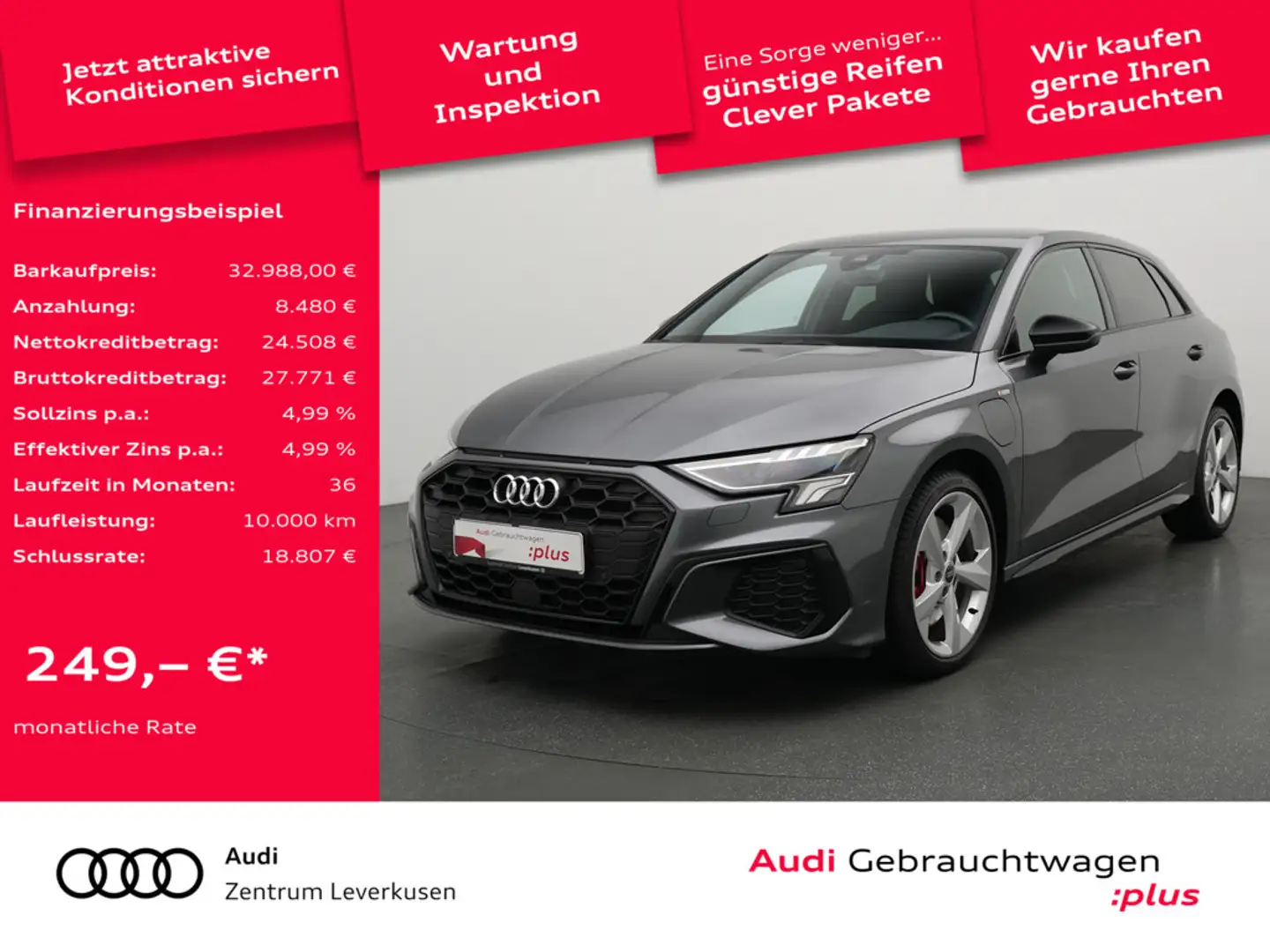 Audi A3 Sportback 45 S line S-TRON VIRT SHZ LED PDC Schwarz - 1
