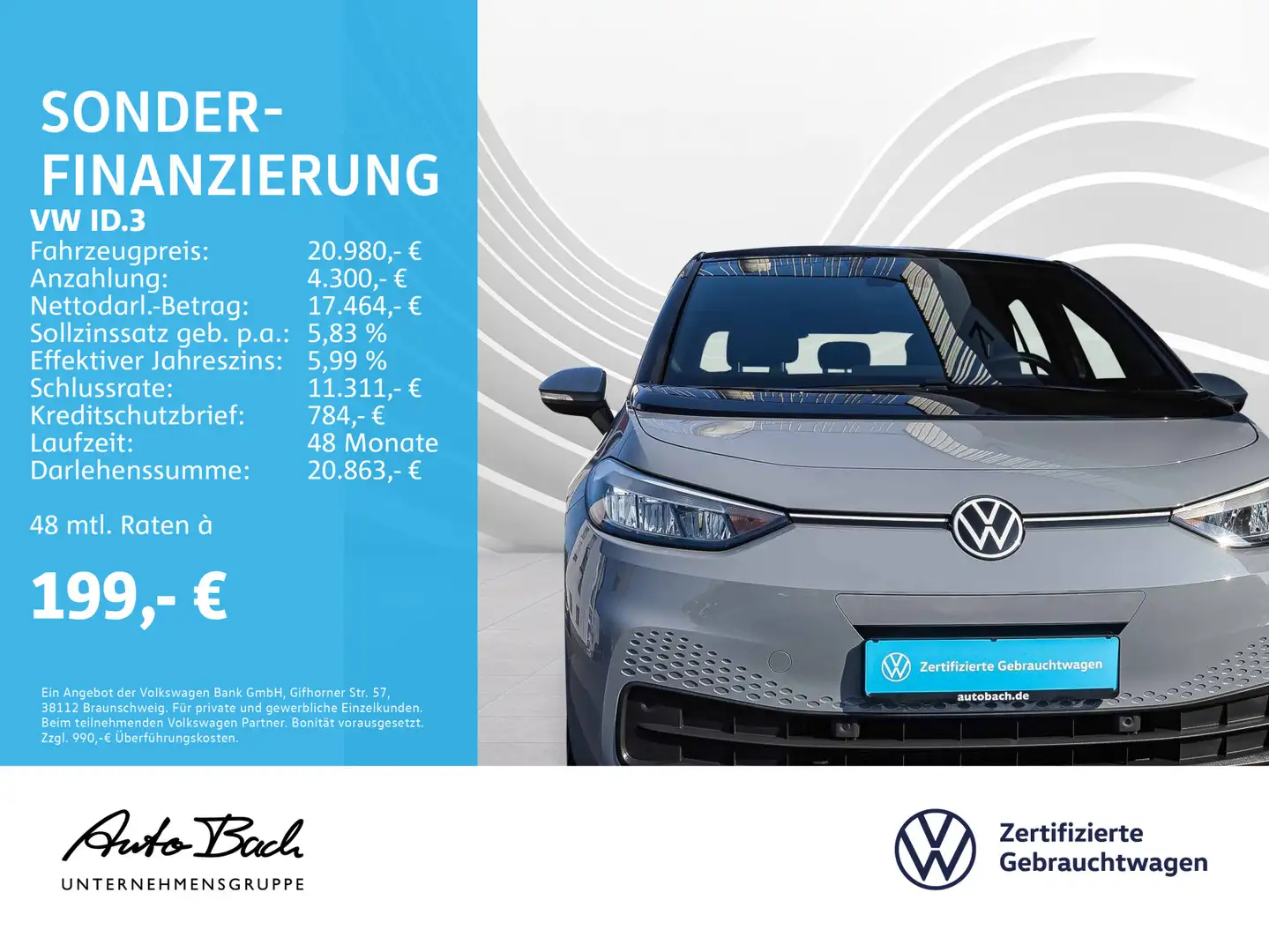 Volkswagen ID.3 Pro Automatik Navi LED EPH DAB Grijs - 1
