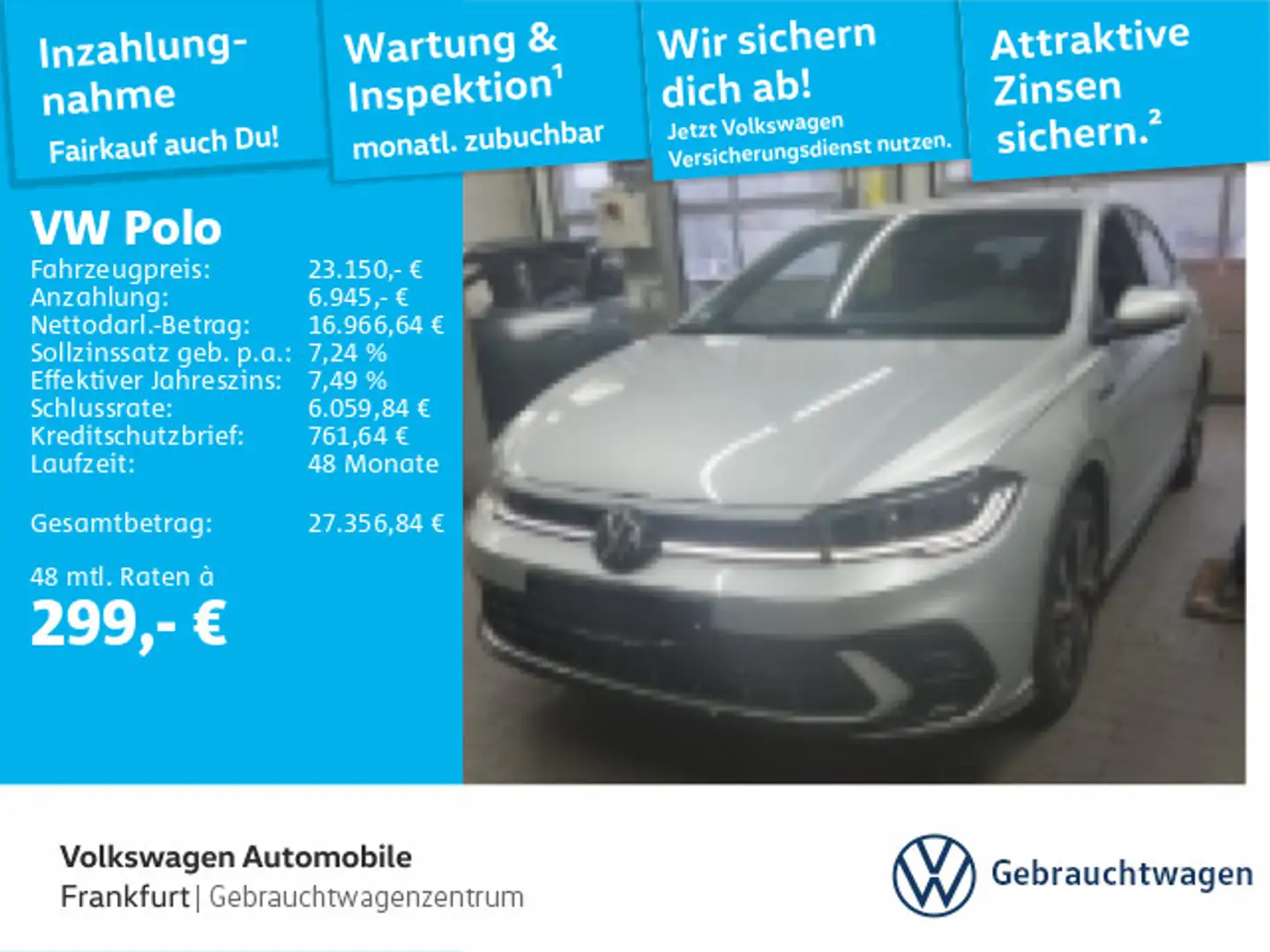 Volkswagen Polo 1.0 TSI DSG R-Line FrontAssist IQ.Light DAB Silber - 1