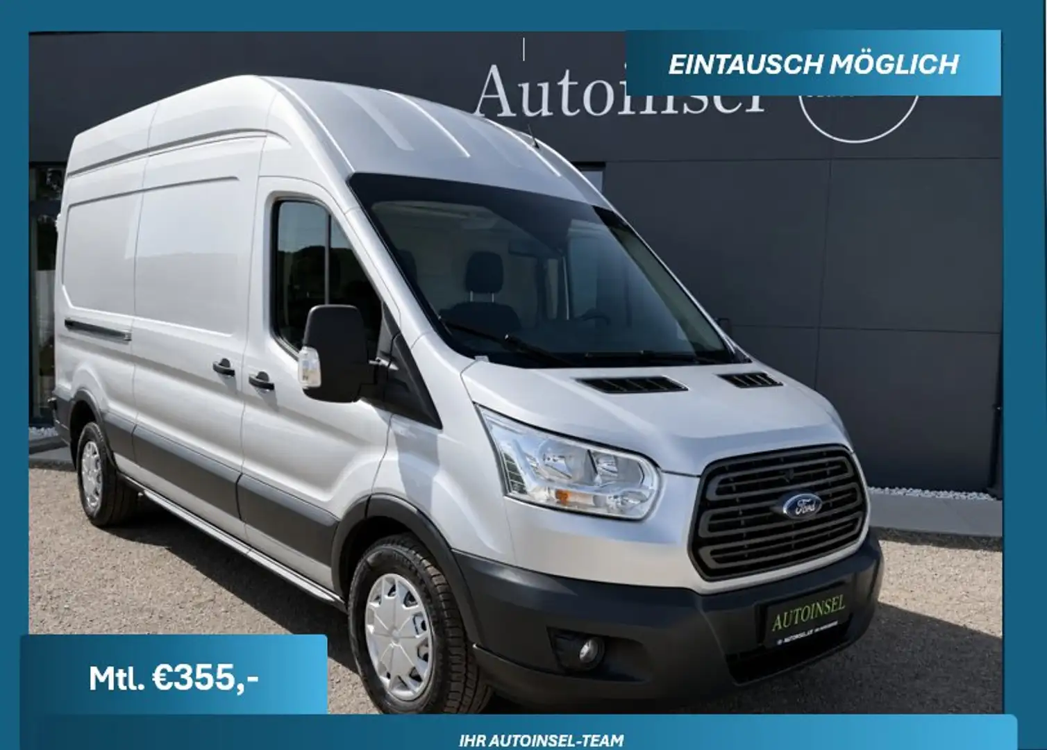Ford Transit 350 L3H3 Aut. Rampe-2 Schiebetüren-Kamera-Stdhz Silber - 1