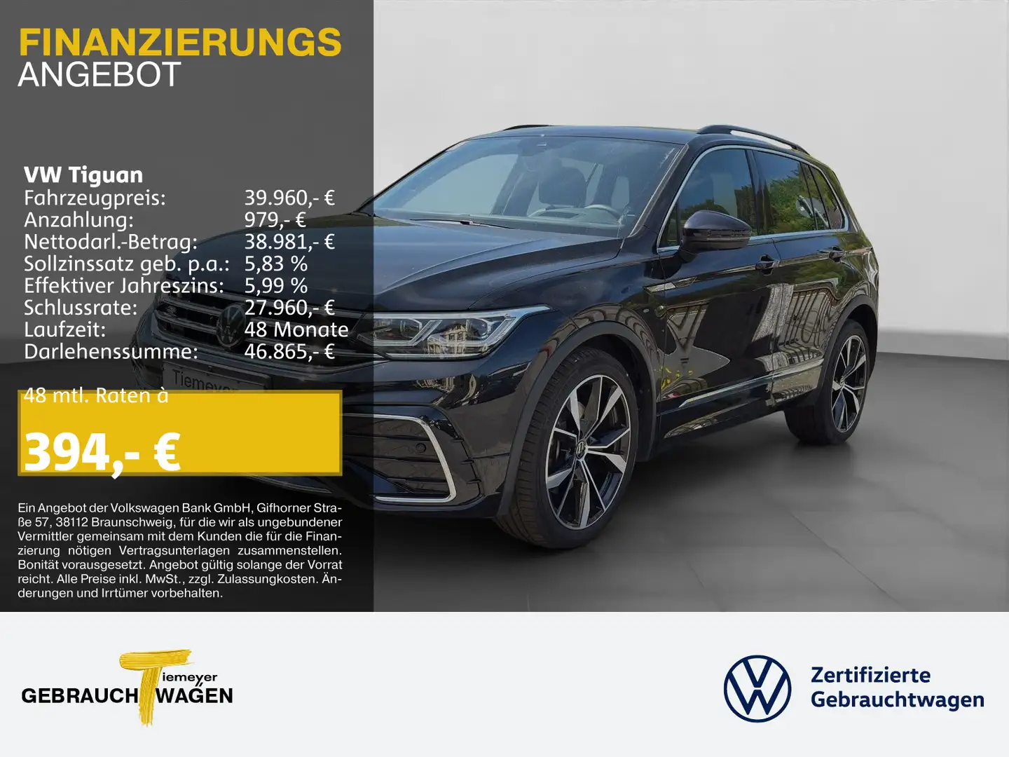 Volkswagen Tiguan 2.0 TDI DSG 4M R-LINE AHK LEDER NAVI MATR Schwarz - 1