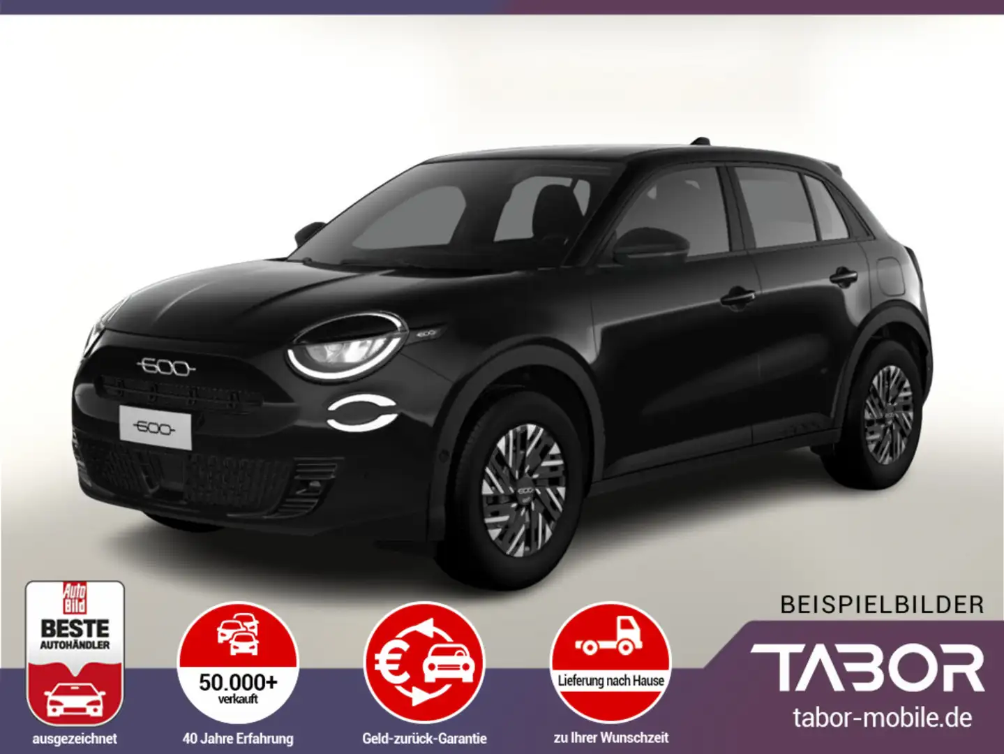 Fiat 600 MHEV 145 DCT Nav 2xPDC Kam Keyl SHZ LED CarP Schwarz - 1
