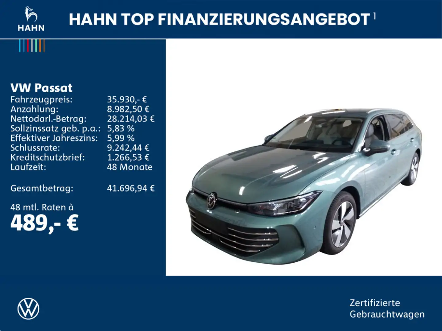 Volkswagen Passat Variant 1,5eTSI DSG Business NAV LED ACC Grün - 2