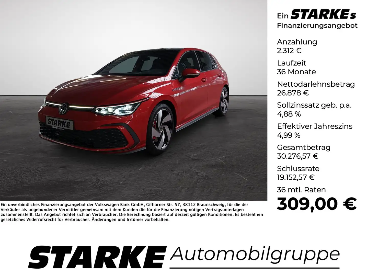 Volkswagen Golf GTI 2.0 TSI DSG Rot - 1