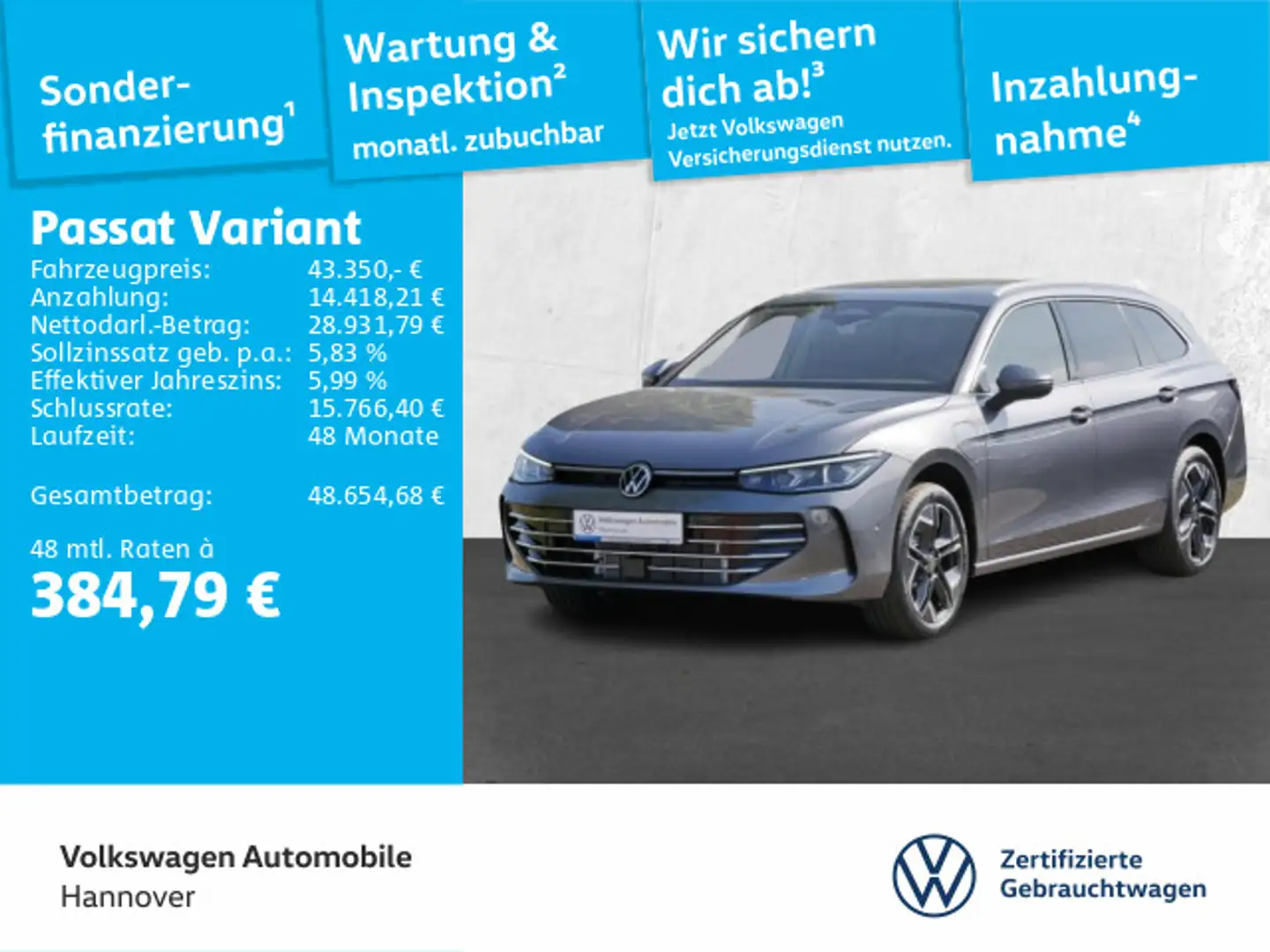 Volkswagen Passat Variant Elegance Navi AHK ACC DCC LED Grau - 1