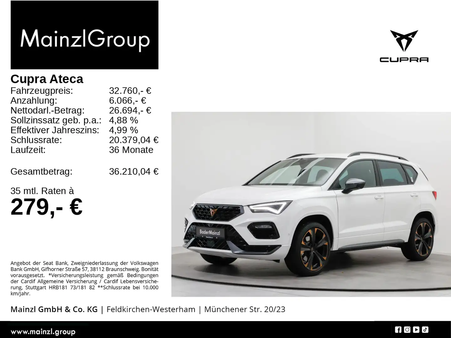SEAT Ateca 1.5 TSI DSG AHK SHZ 360° Weiß - 1